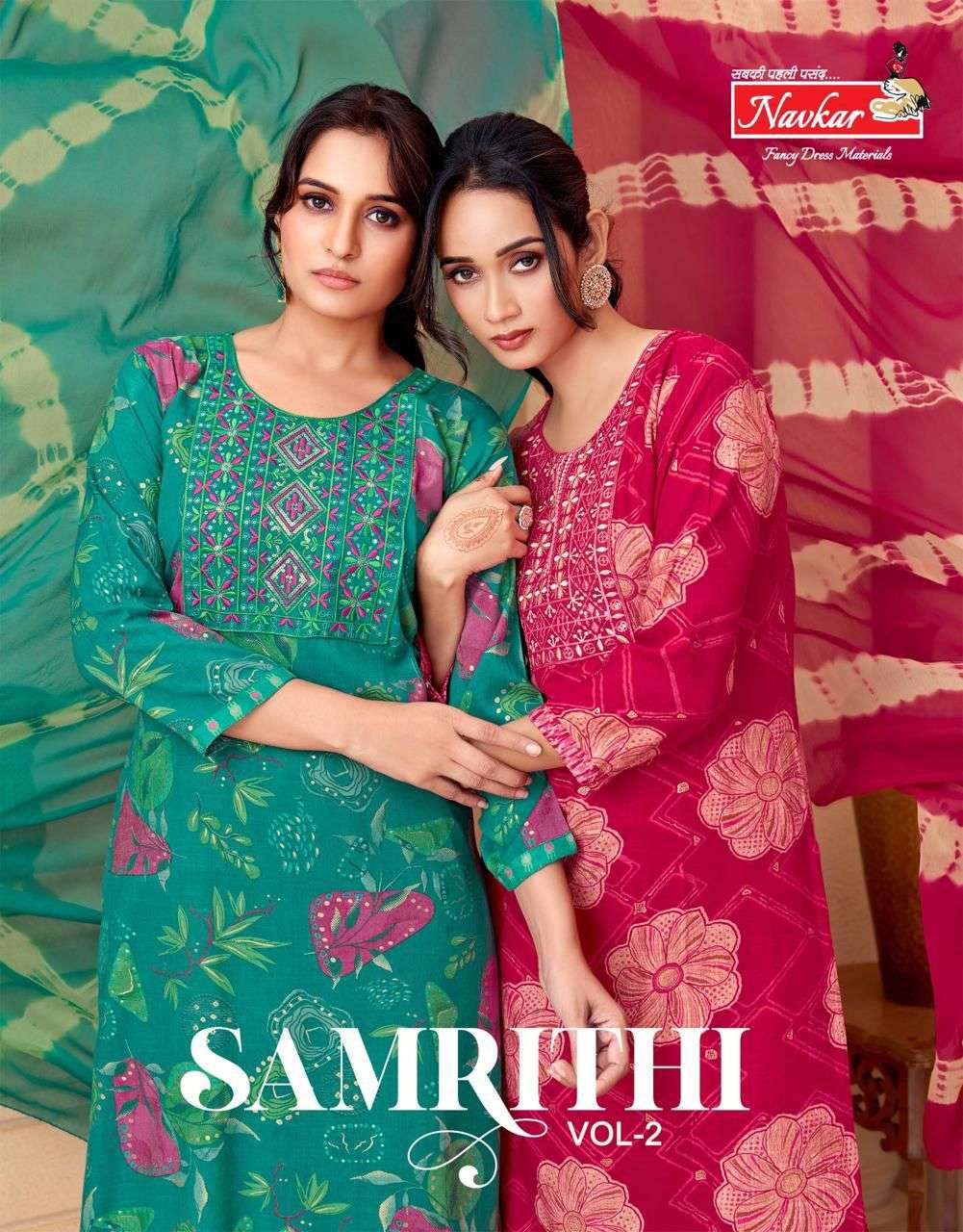 NAVKAR SAMRITHI VOL 2 CAPSULE FOIL PRINT EMBROIDERY WORK SAL...