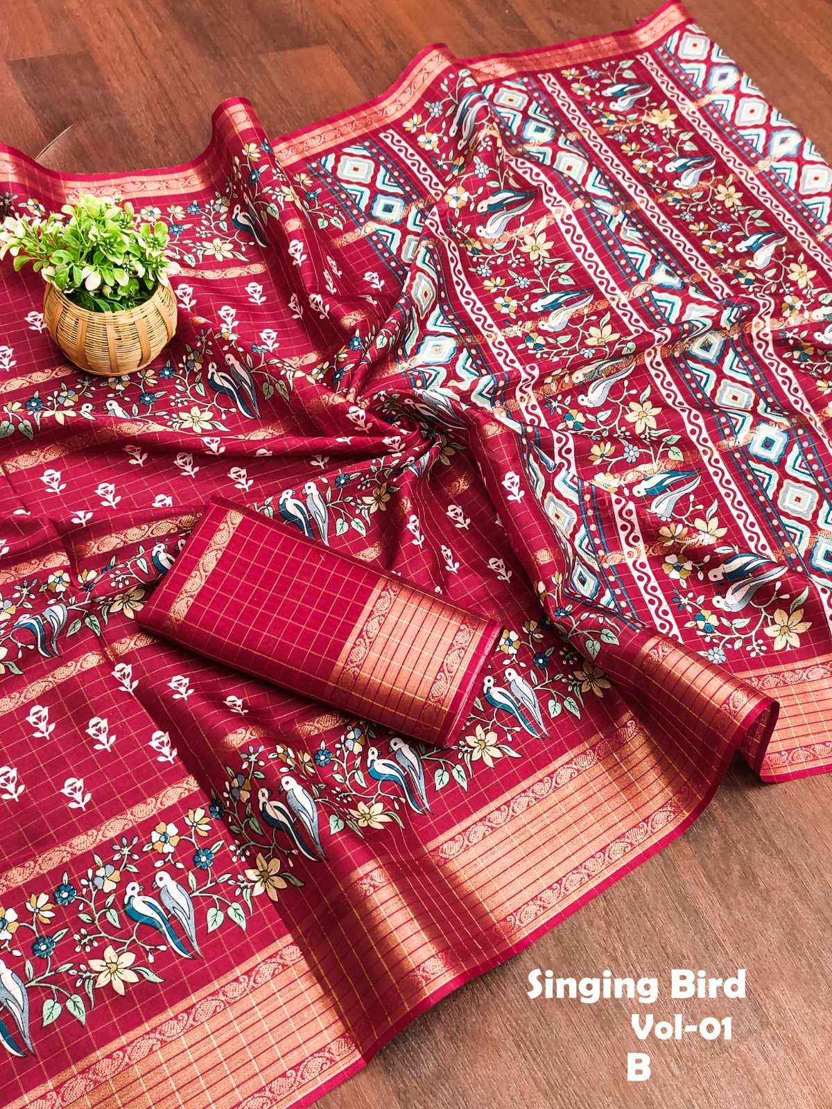 New arrivals Beautiful Dola silk with all over self checks b...