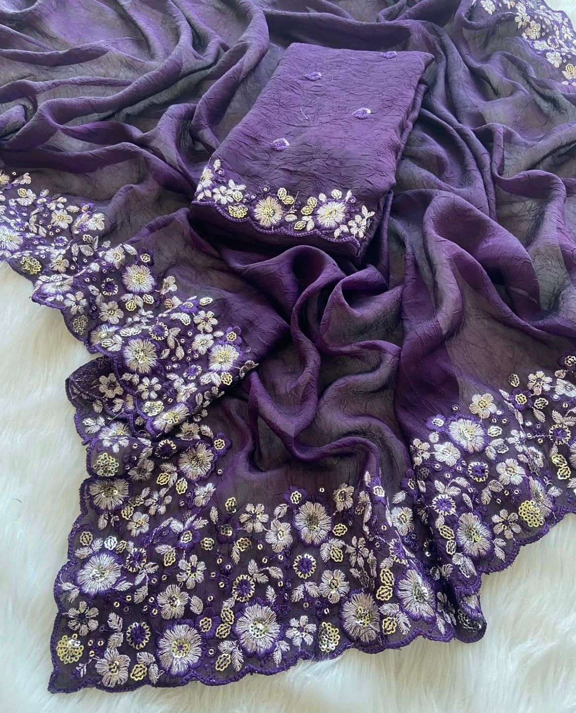 New Arrivals Crush Silk Saree With Fancy Sequince Embroderiy...