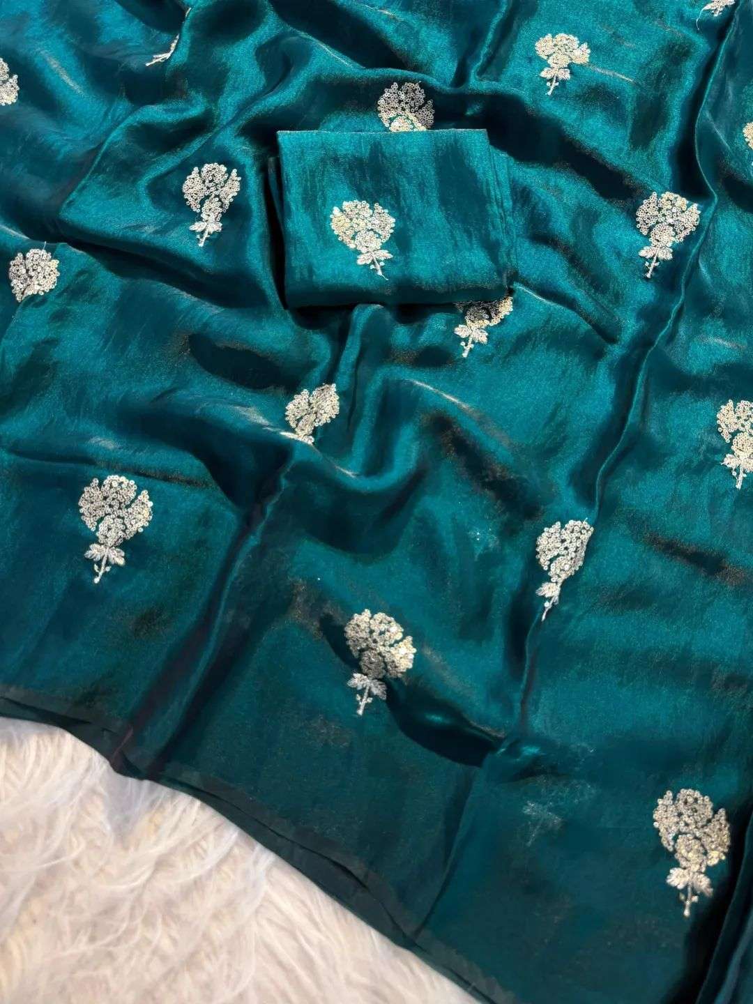 New Arrivals Soft and pure Space Silk Fabric with embroidery...