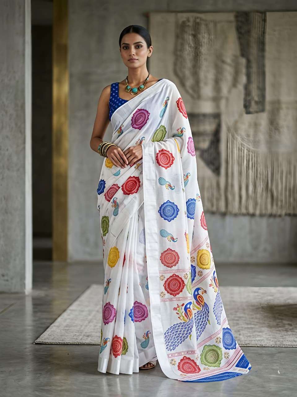 NEW LAUNCH RAJWADI MOR MUSKALI BLOOMING GEORGETTE FABRIC REG...
