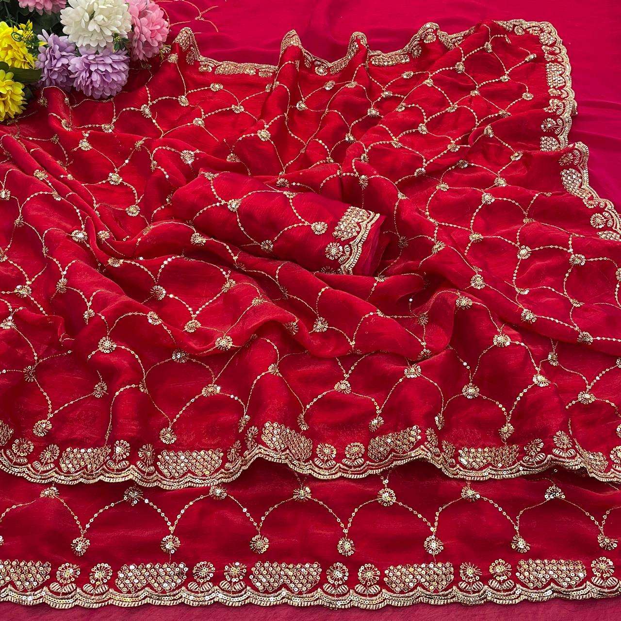 New Launching designer Mahek Pure fancy Chiffon Silk saree w...