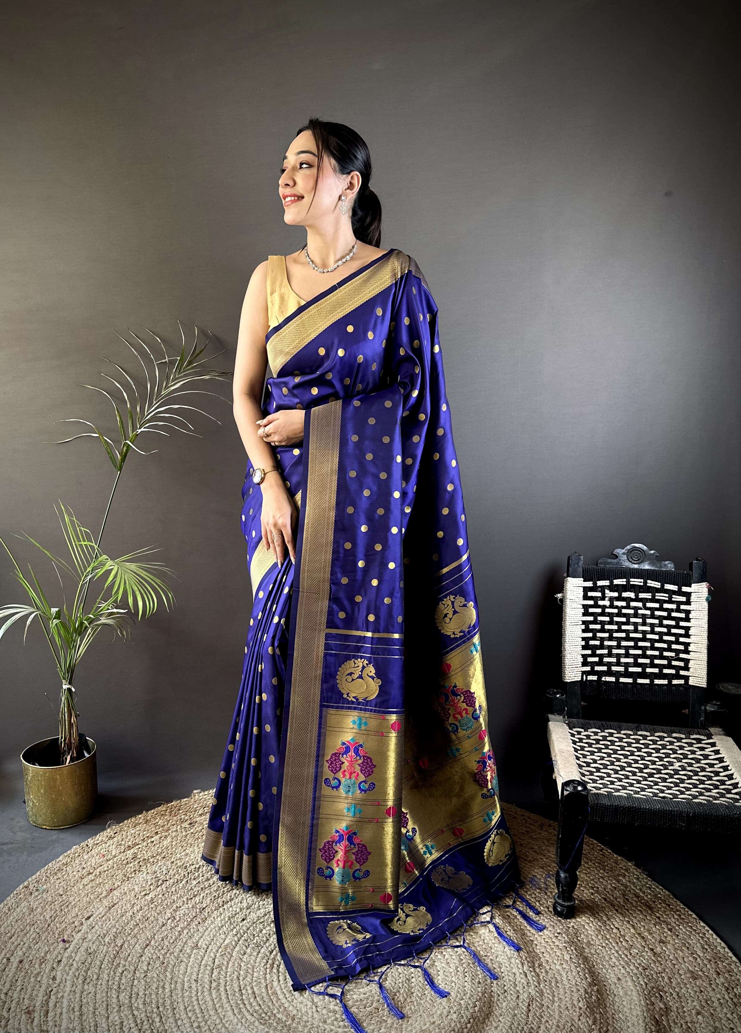  New Launching M M 2 Unique High Quality Lichi paithani Silk...