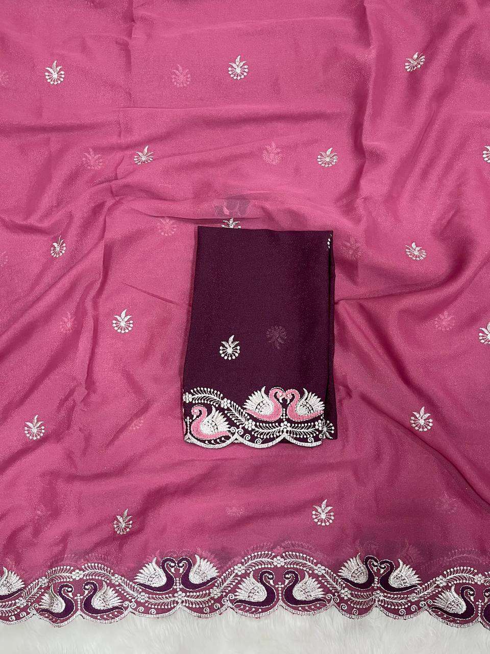 New Update Rajhans Star georgette fabric with beautiful Embr...