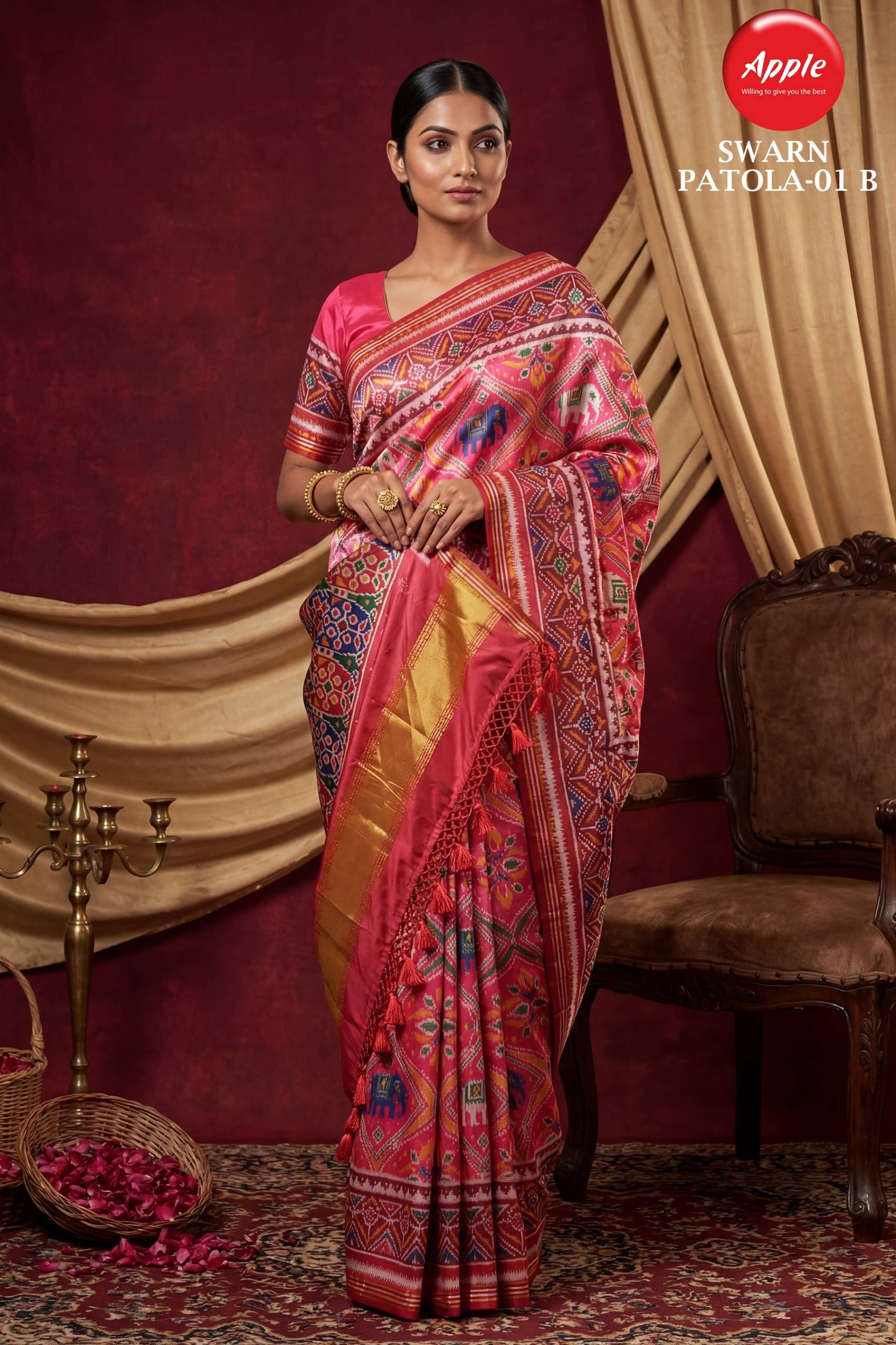 ORIGINAL AND ROYAL APPLE SWARN PATOLA 1 2 3 SOFT SILK FABRIC...