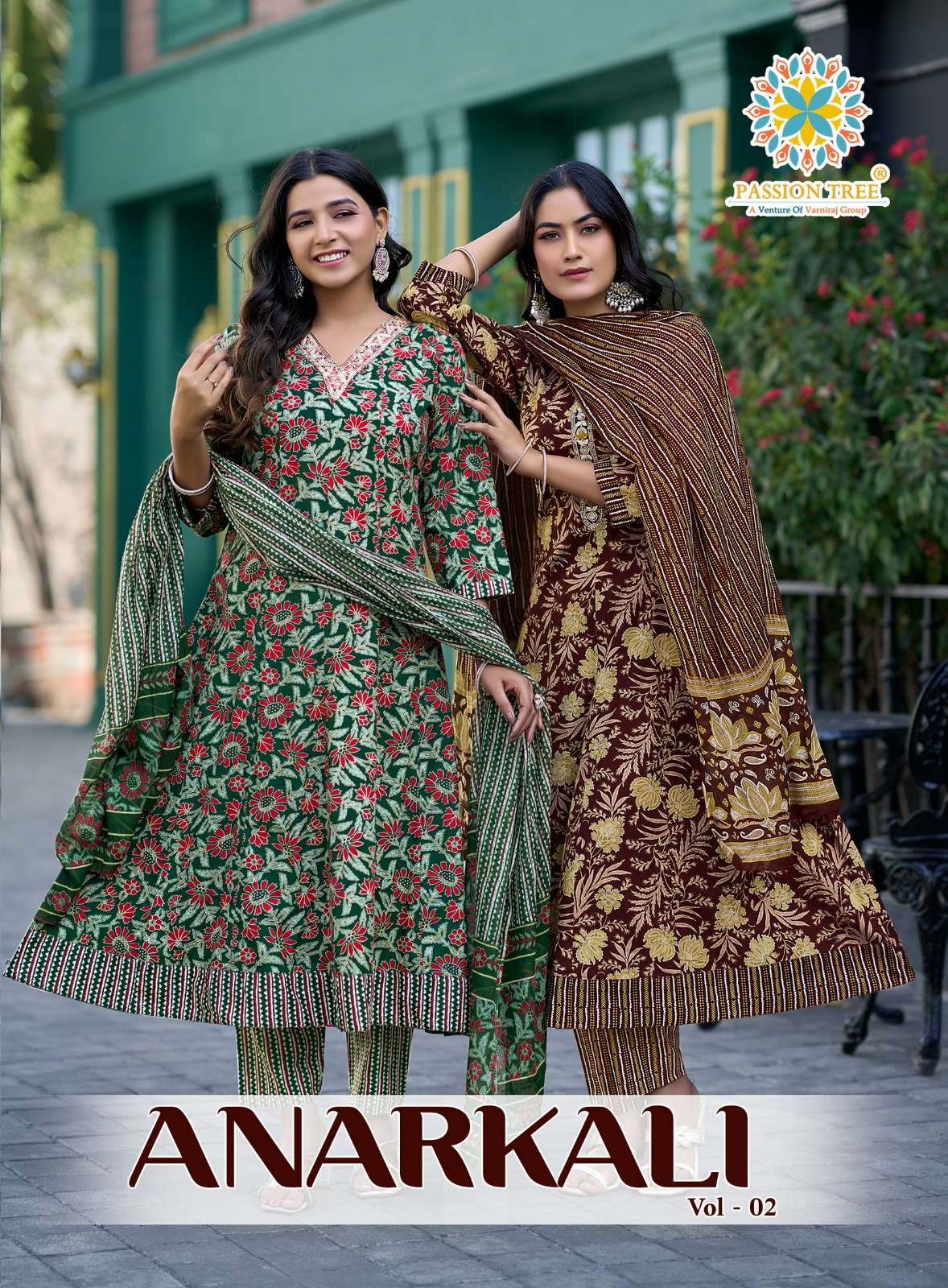 PASSION TREE ANARKALI VOL 2 PRINTED FLORAL COTTON ANARKALI T...