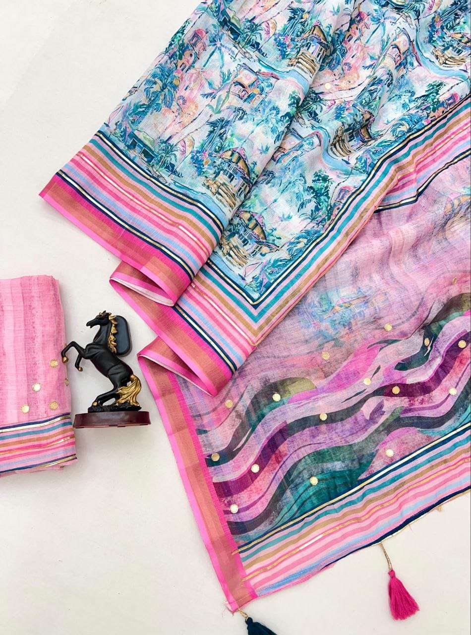 Pastel Paradise classic and Elegant Linen fabric regular wea...
