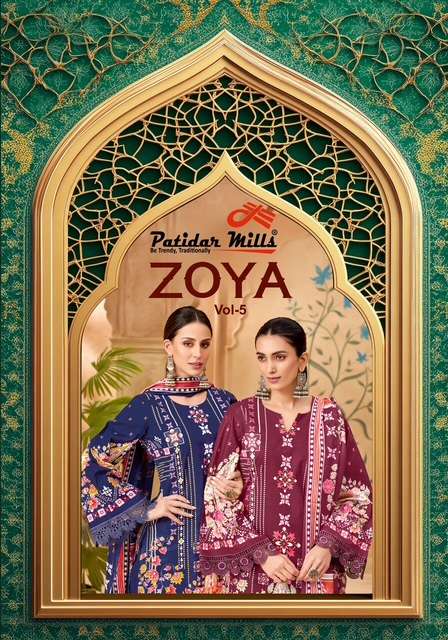 PATIDAR ZOYA VOL 5 PURE COTTON PRINTED NECK EMBROIDERY SUIT ...