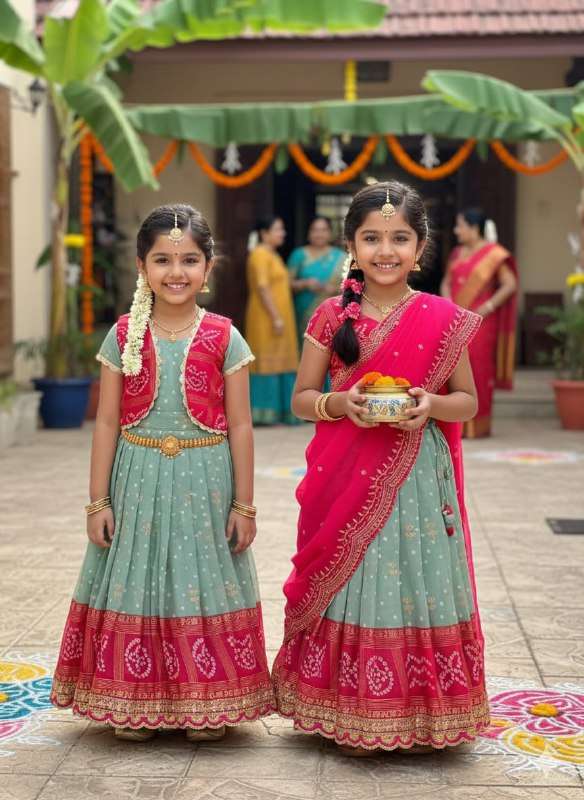 PAVITRA UGADI KIDS GOWN COAT & LEHENGA CHOLI TREND KIDS FEST...