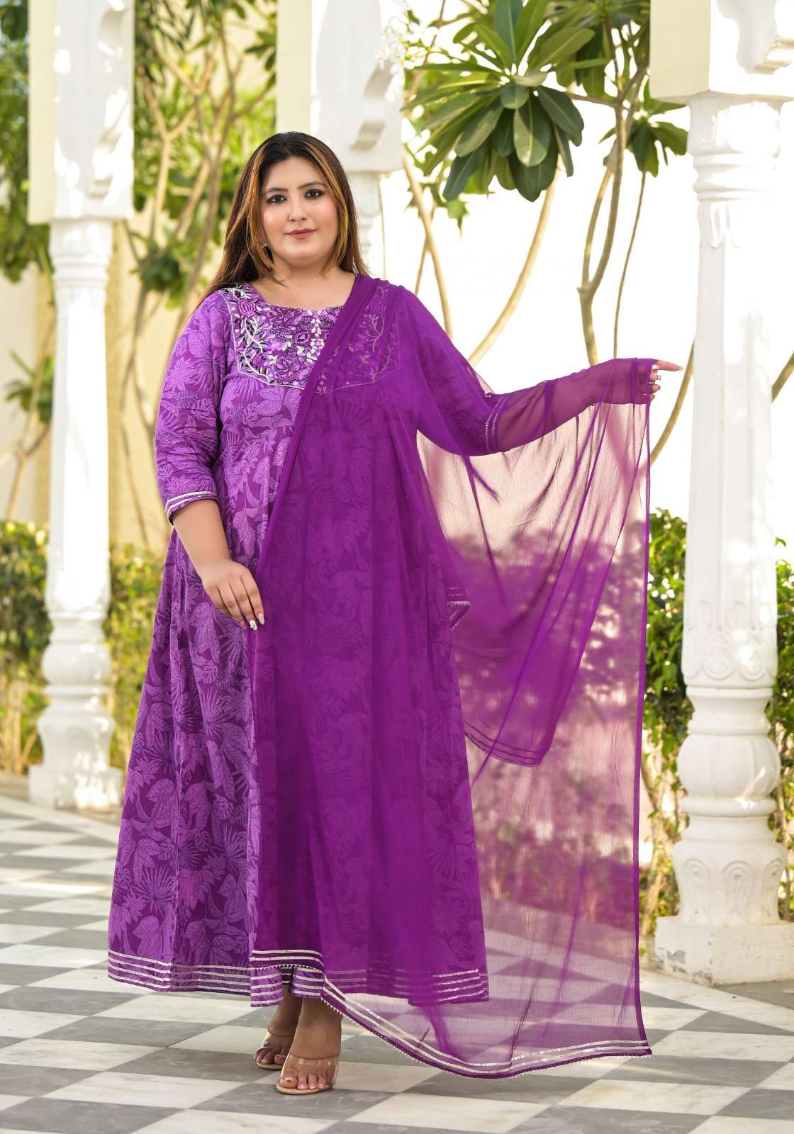 PLUS SIZE COTTON 2 PIECE BIG SIZE GOWN WITH DUPATTA COTTON S...