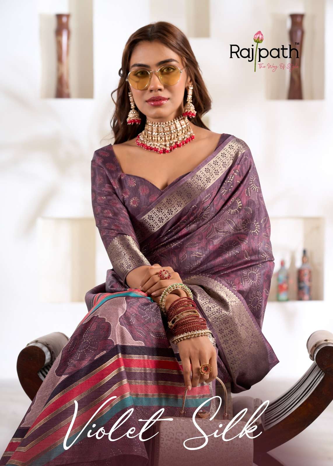 Presenting RajPath Fabrics Violet Silk Soft and classic Dola...