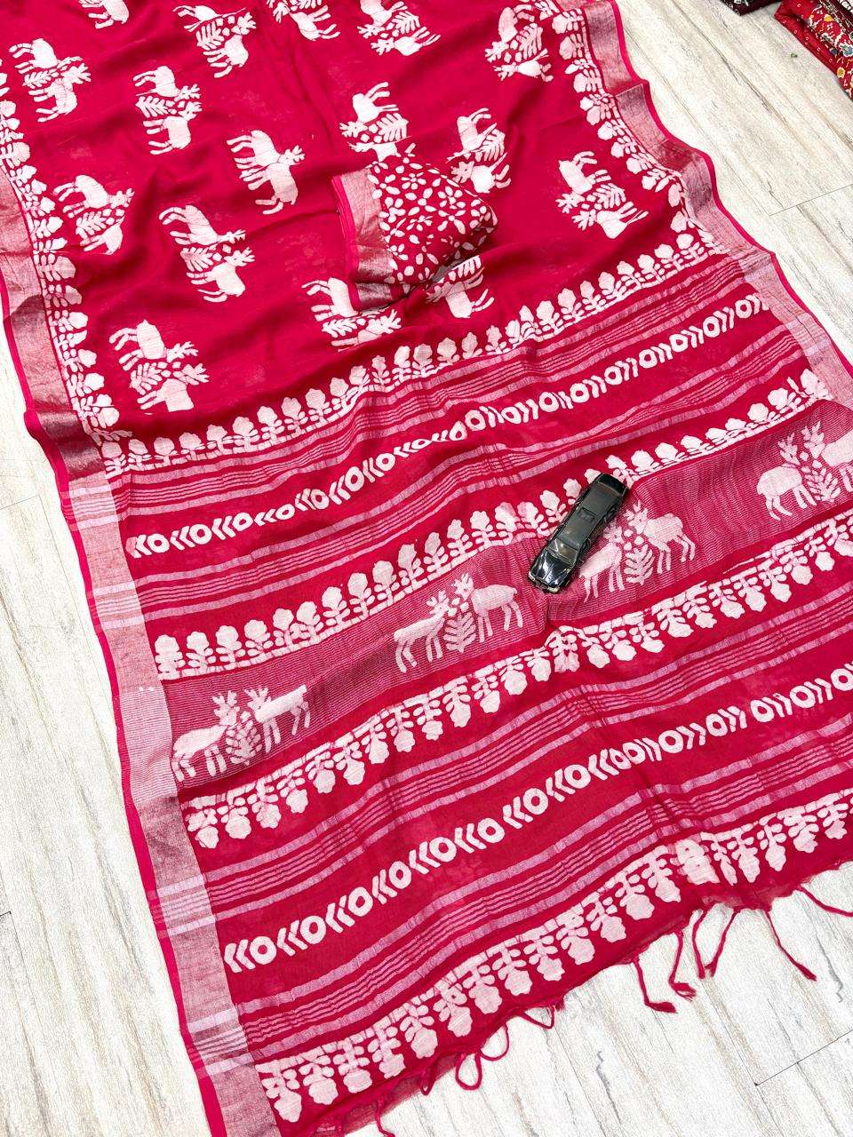 Presents Pure Bhagalpuri Linen Hand Blocked Wax Batik Print ...