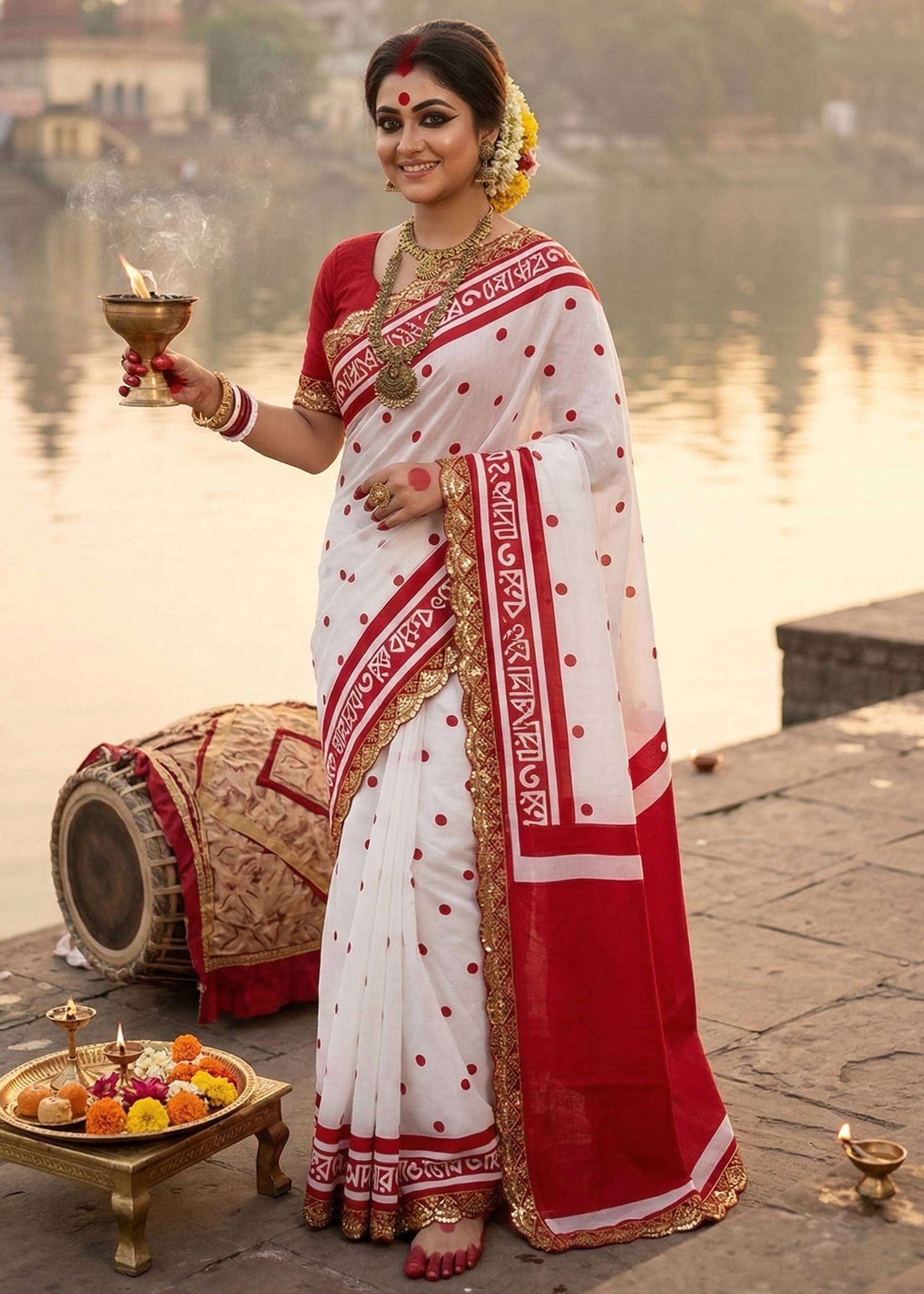 Primum And beautiful Mulmul Cotton fabric New Pooja Special ...