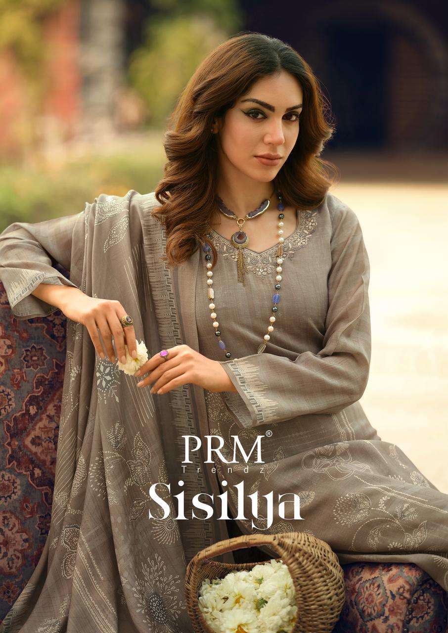 PRM TRENDZ SISILYA LILEN WITH HEAVY WORK SALWAR KAMEEZ IN WO...