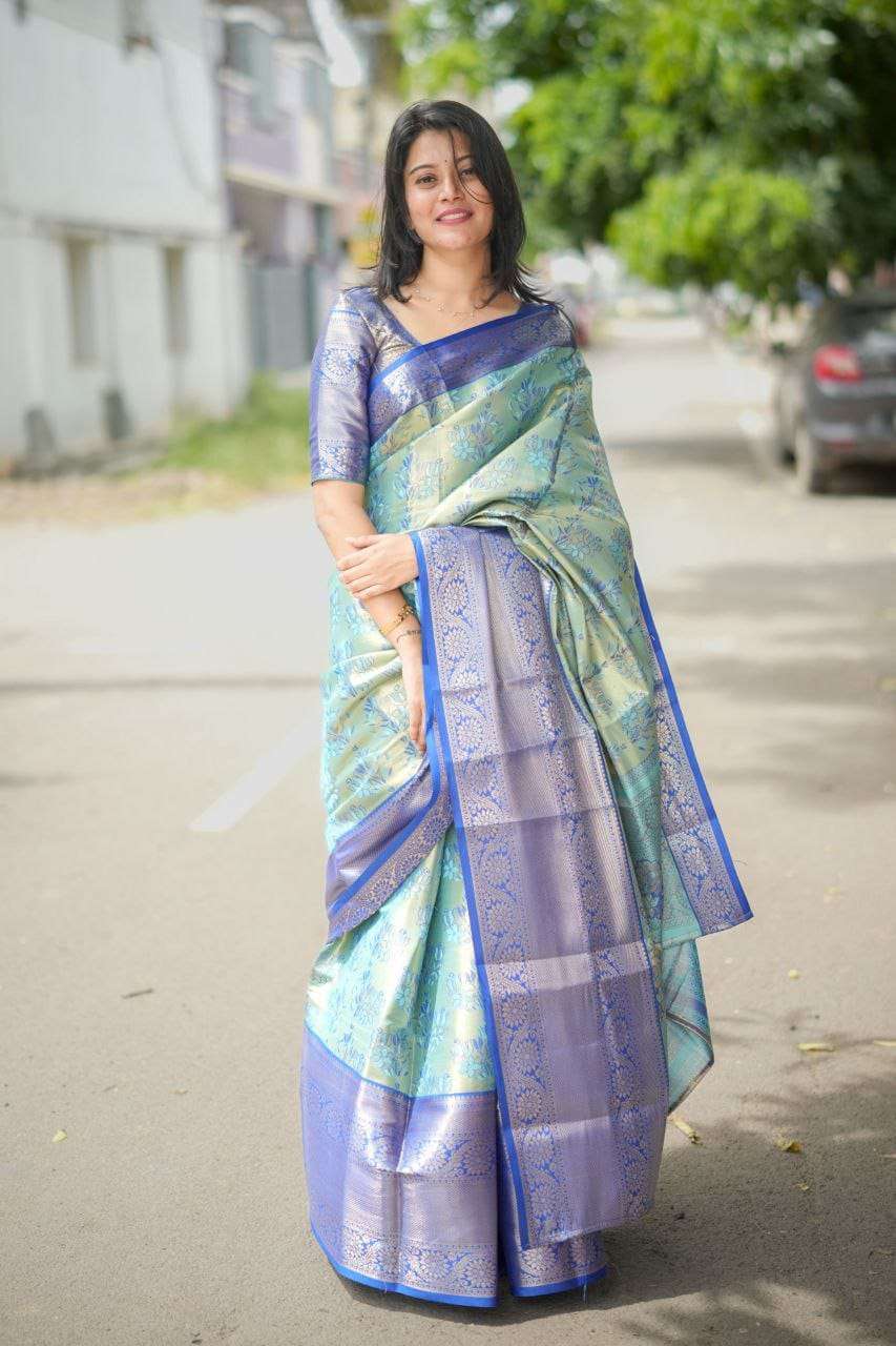  Pushpa Vol 1 Beautiful and fancy Kanjivaram Semi silk fabri...