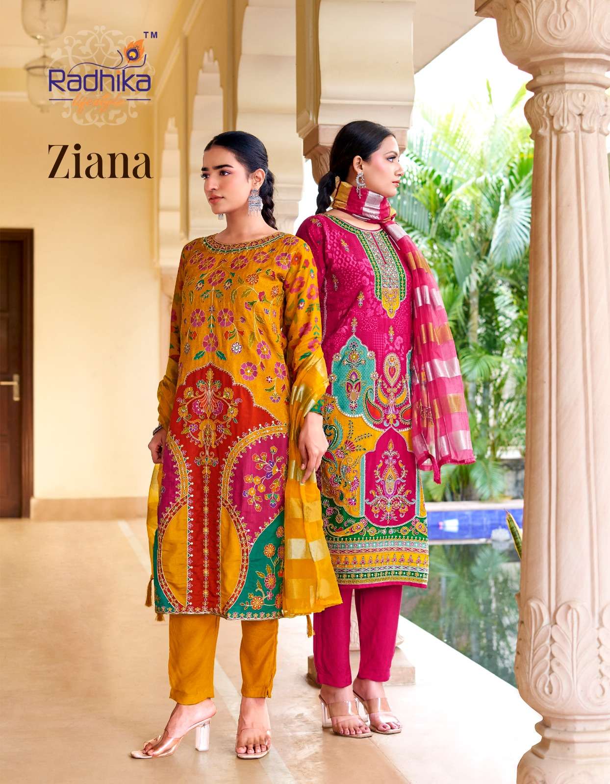 RADHIKA ZIANA  VOL 1 DOLA SILK WITH POSITION PRINT TOP BOTTO...