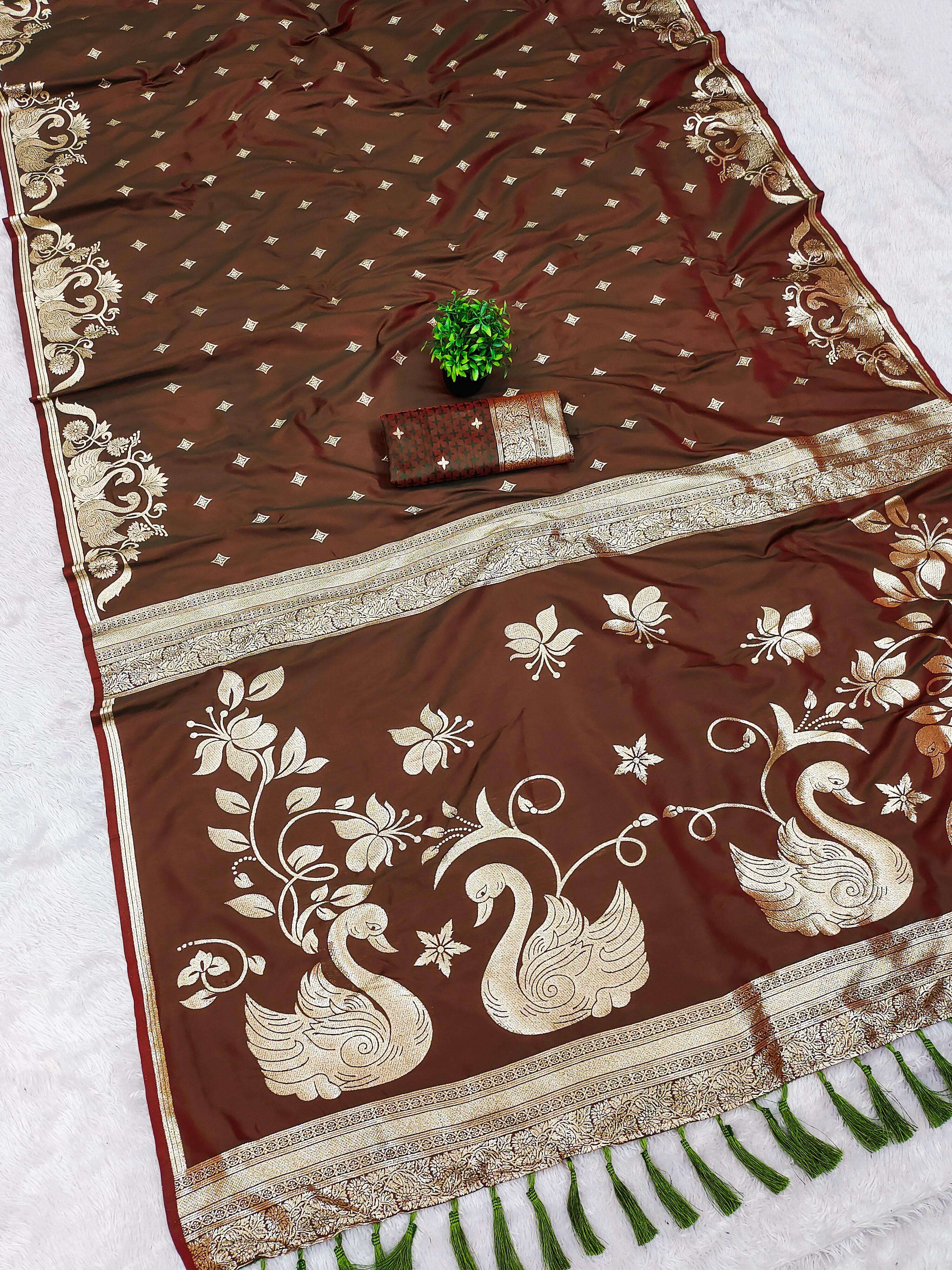 Rajlaxmi Paithani 2 Soft Banarasi silk fabric zari weaving s...