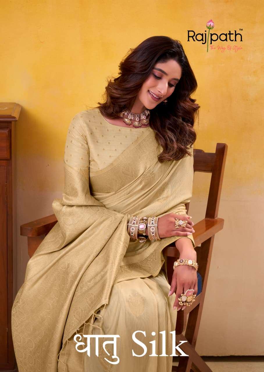 RAJPATH DHATU SILK HANDLOOM TUSSAR FABRIC PARTY WEAR TRADITI...