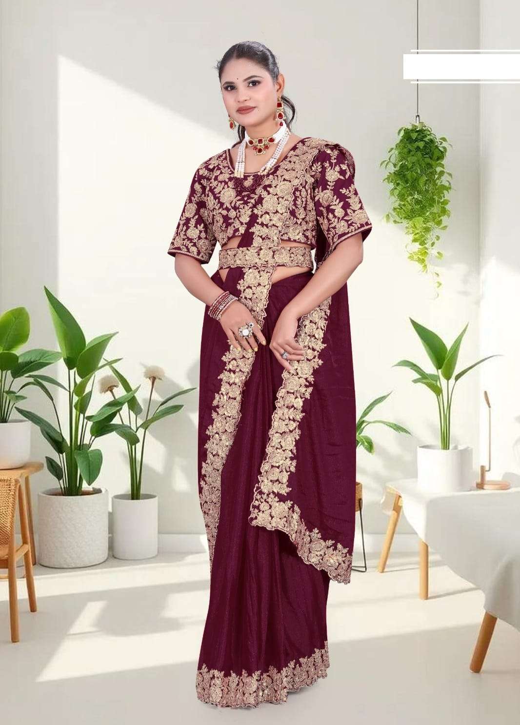 READY MADE SAREE BRANDED HEAVY WORK SAREE 2 MINIT PARTY WEAR...