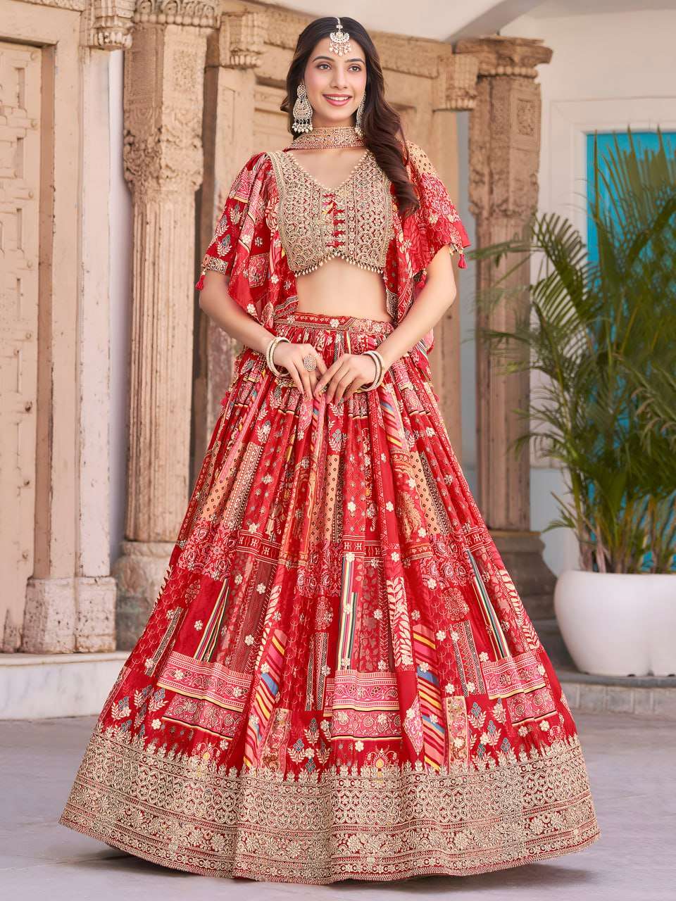   Red This vibrant red is crafted with rich chinnon silk fab...