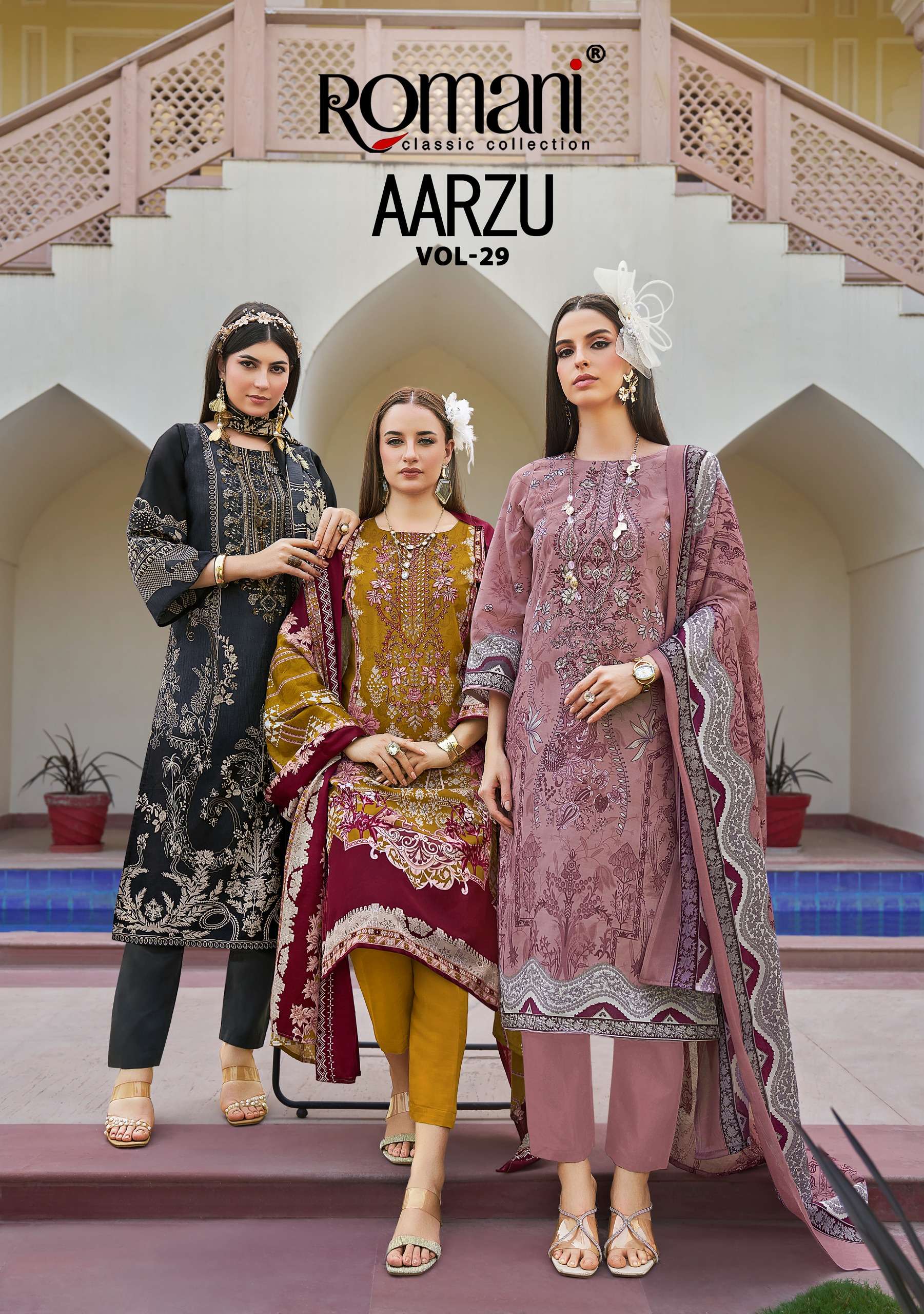 ROMANI AARZU VOL 29 SOFT COTTON DIGITAL HEAVY WORK SALWAR SU...