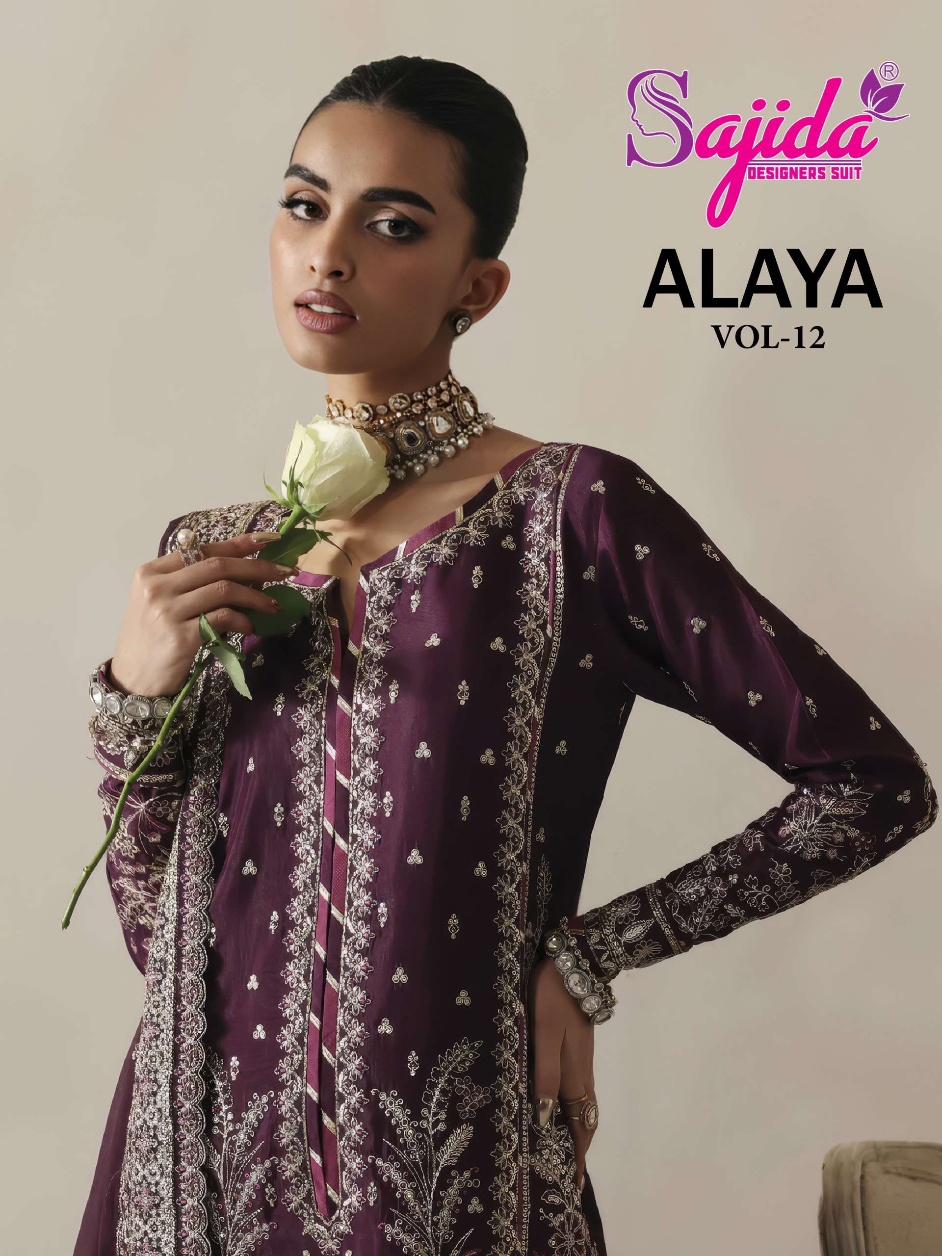  SAJIDA DESIGNERS SUIT ALAYA VOL 12 GEORGETTE WITH HEAVY EMB...