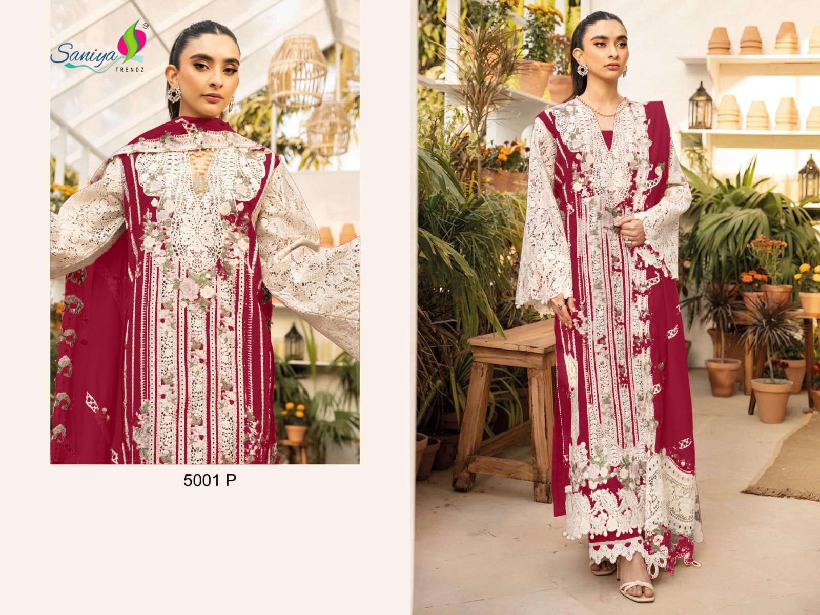 SANIYA TRENDZ OMBRE VOL 5 5001 COTTON WITH CHIKANKARI WORK P...