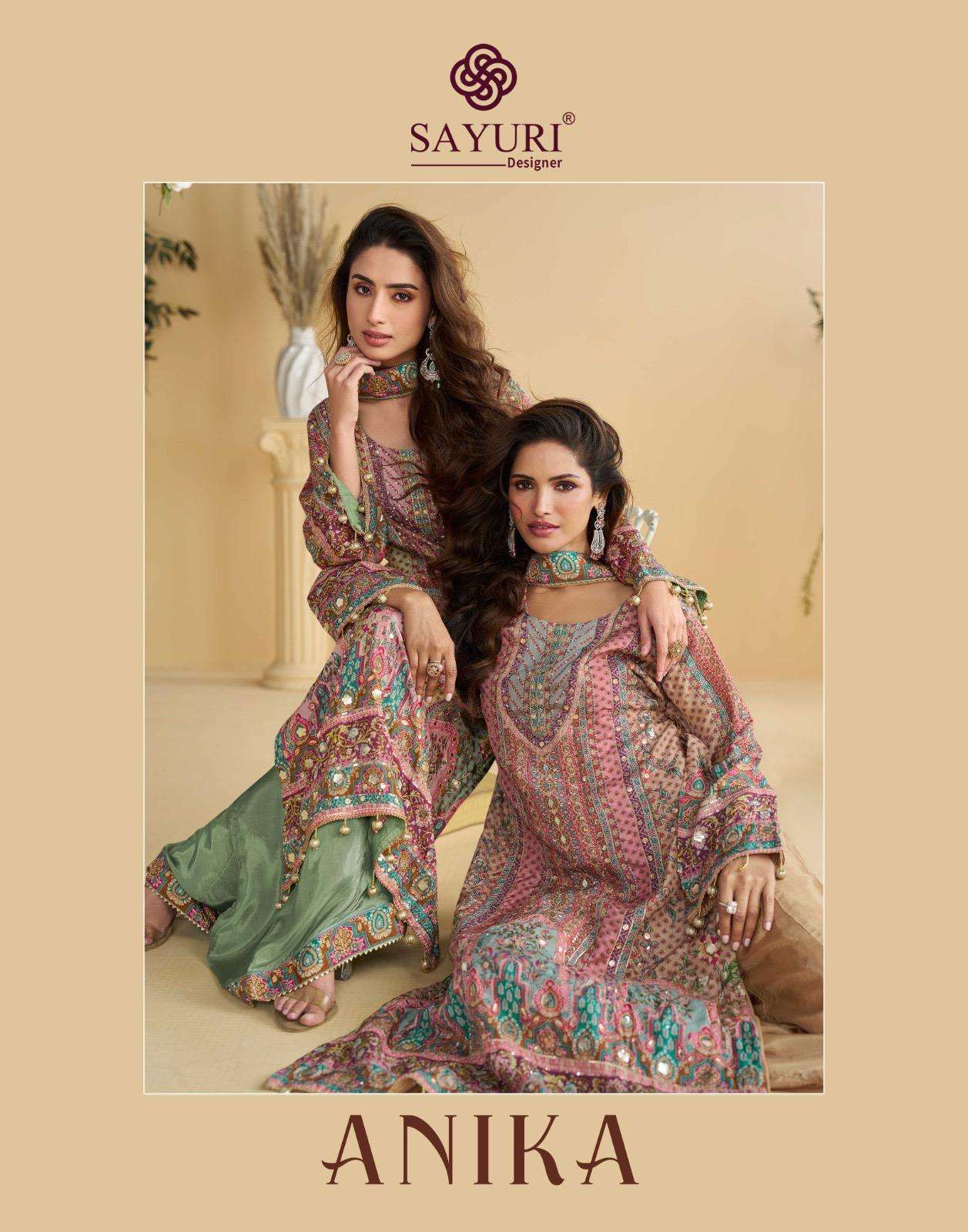 SAYURI DESIGNER KANIKA LUXURY BRAND CREP PRINTED TOP AND PLA...