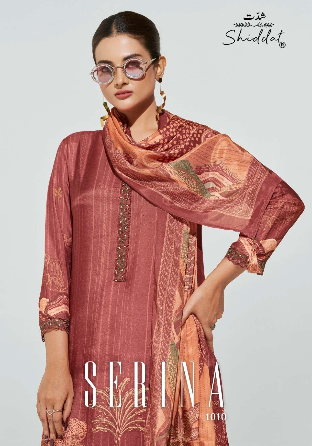 SHIDDAT SERINA 1010 MSULIN WITH ORGANZA EMBROIDERY SALWAR KA...