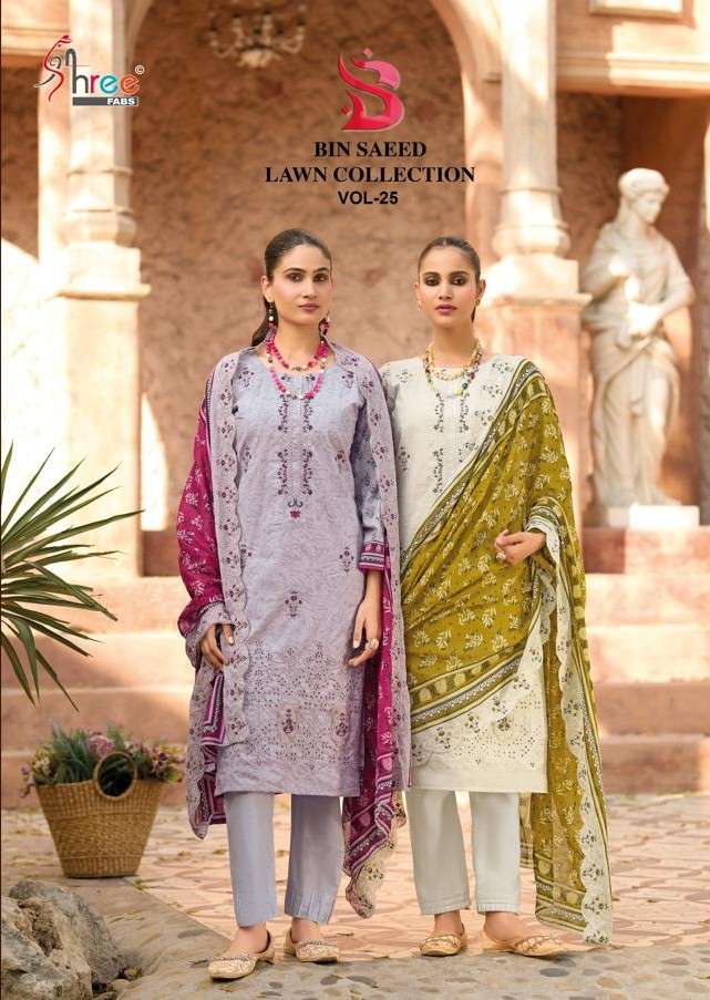 SHREE BIN SAEED LAWN COLLECTION VOL 25 SUMMER COTTON PRINT W...