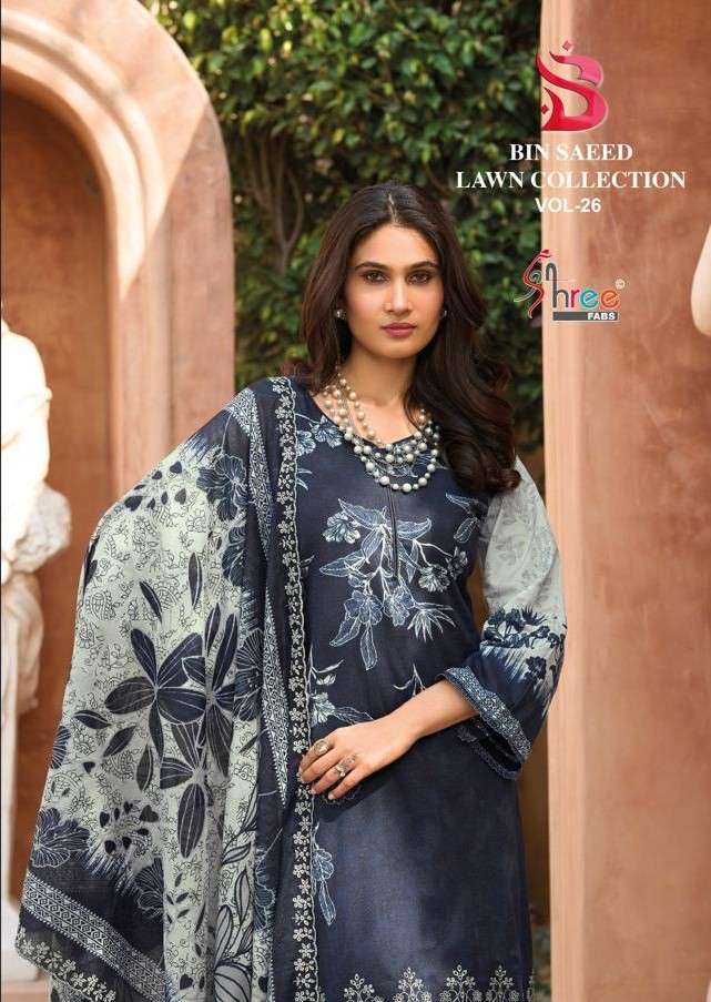 SHREE FABS BIN SAEED LAWN COLLECTION VOL 26 PURE COTTON PRIN...