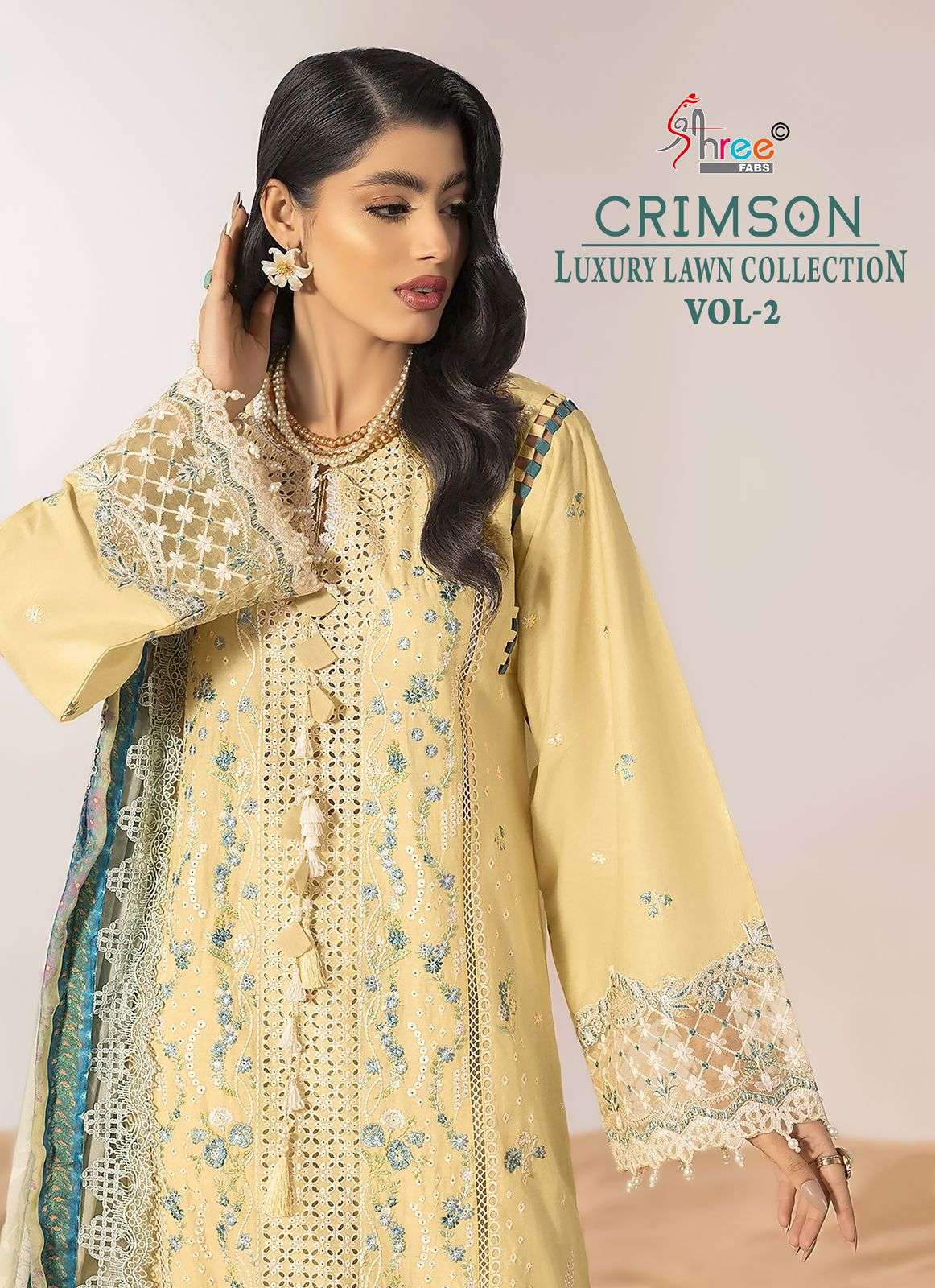SHREE FABS CRIMSON LUXURY LAWN VOL 2 PURE COTTON PRINT AND W...