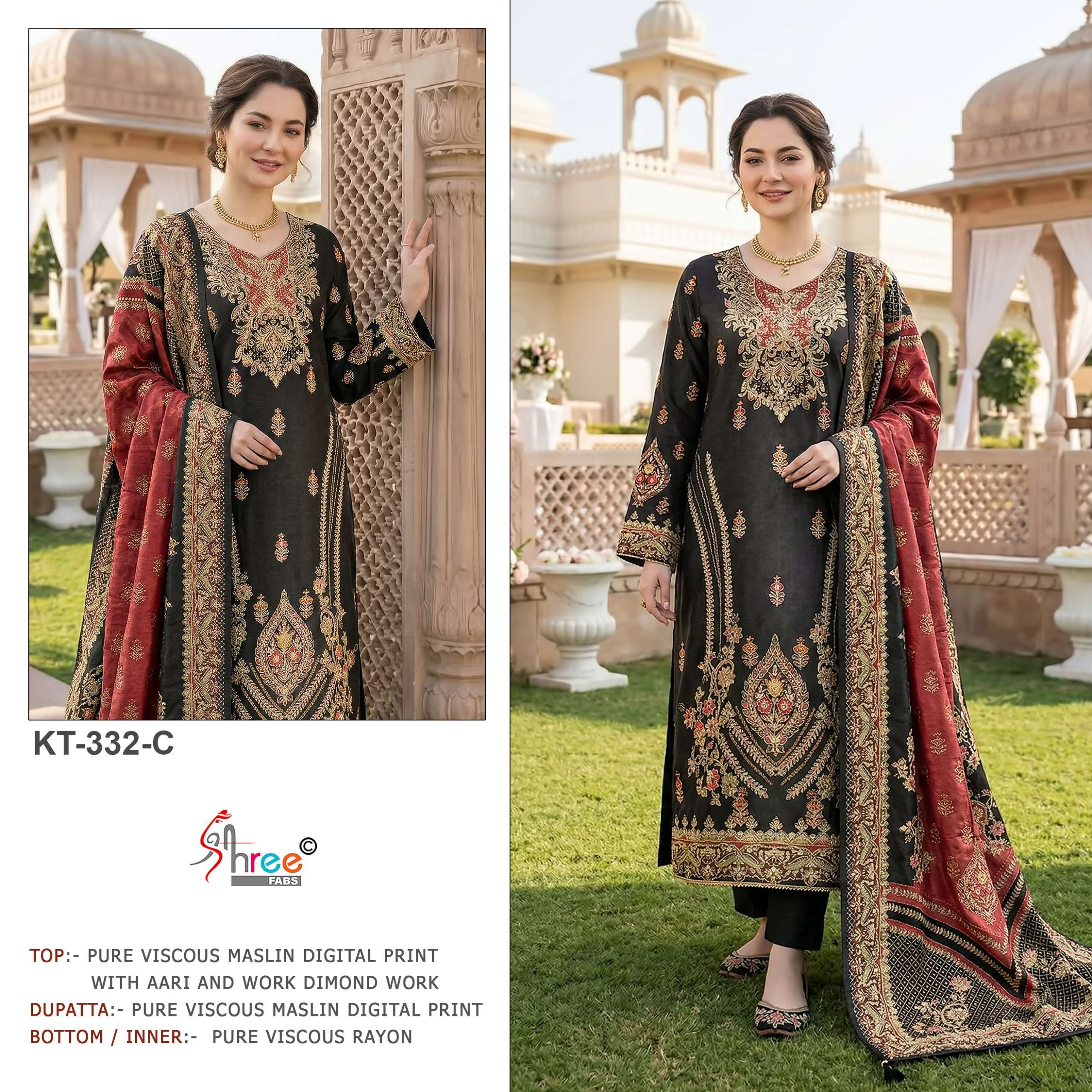  SHREE FABS KT 332 VISCOSE MSULIN DIGITAL PRINT HEAVY WORK ...