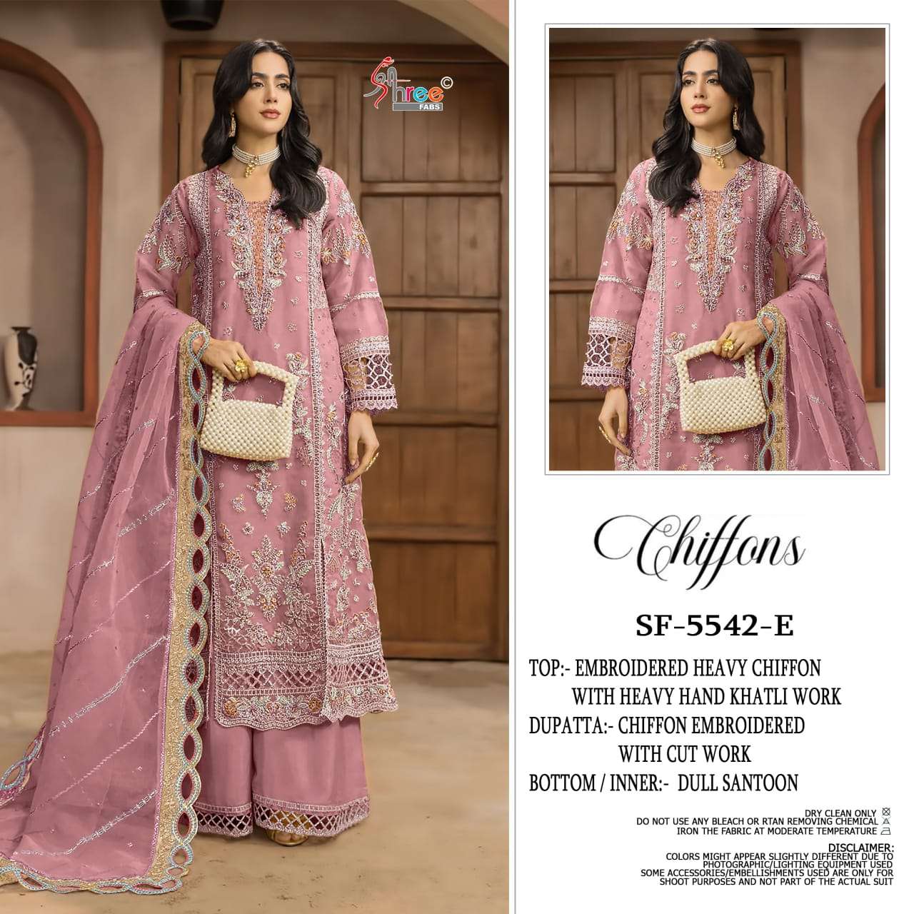 SHREE FABS SF 5542 COLOR CHIFFON FABRIC HEAVY WORK PAKISTANI...