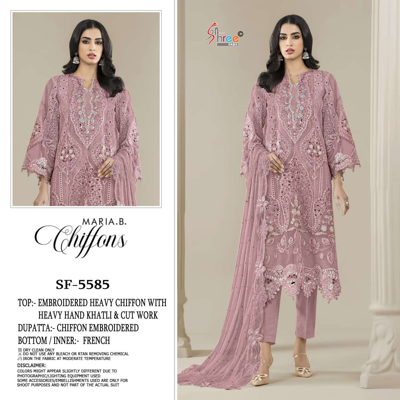 SHREE FABS SF 5585 COLOR CHIFFON FABRIC HEAVY ENBROIDERY PAK...