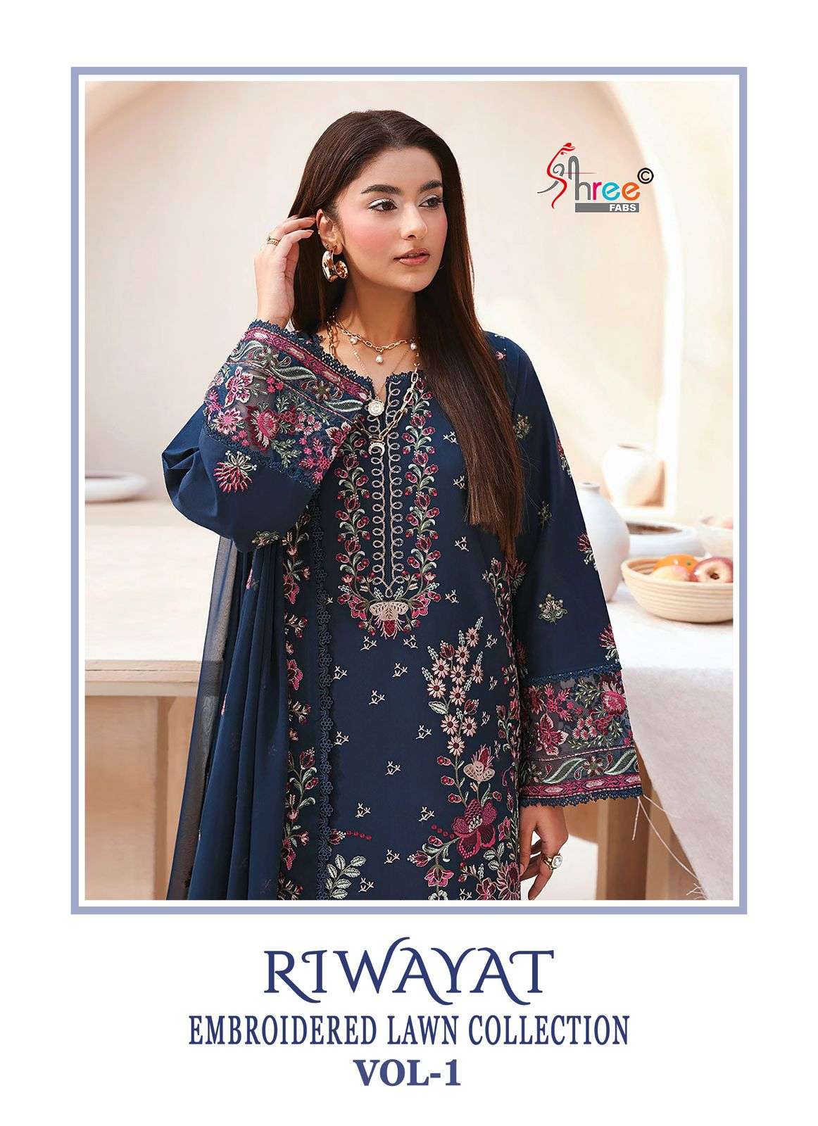 SHREE RIWAYAT EMBROIDERED LAWN COLLECTION VOL 1 PAKISTANI OU...