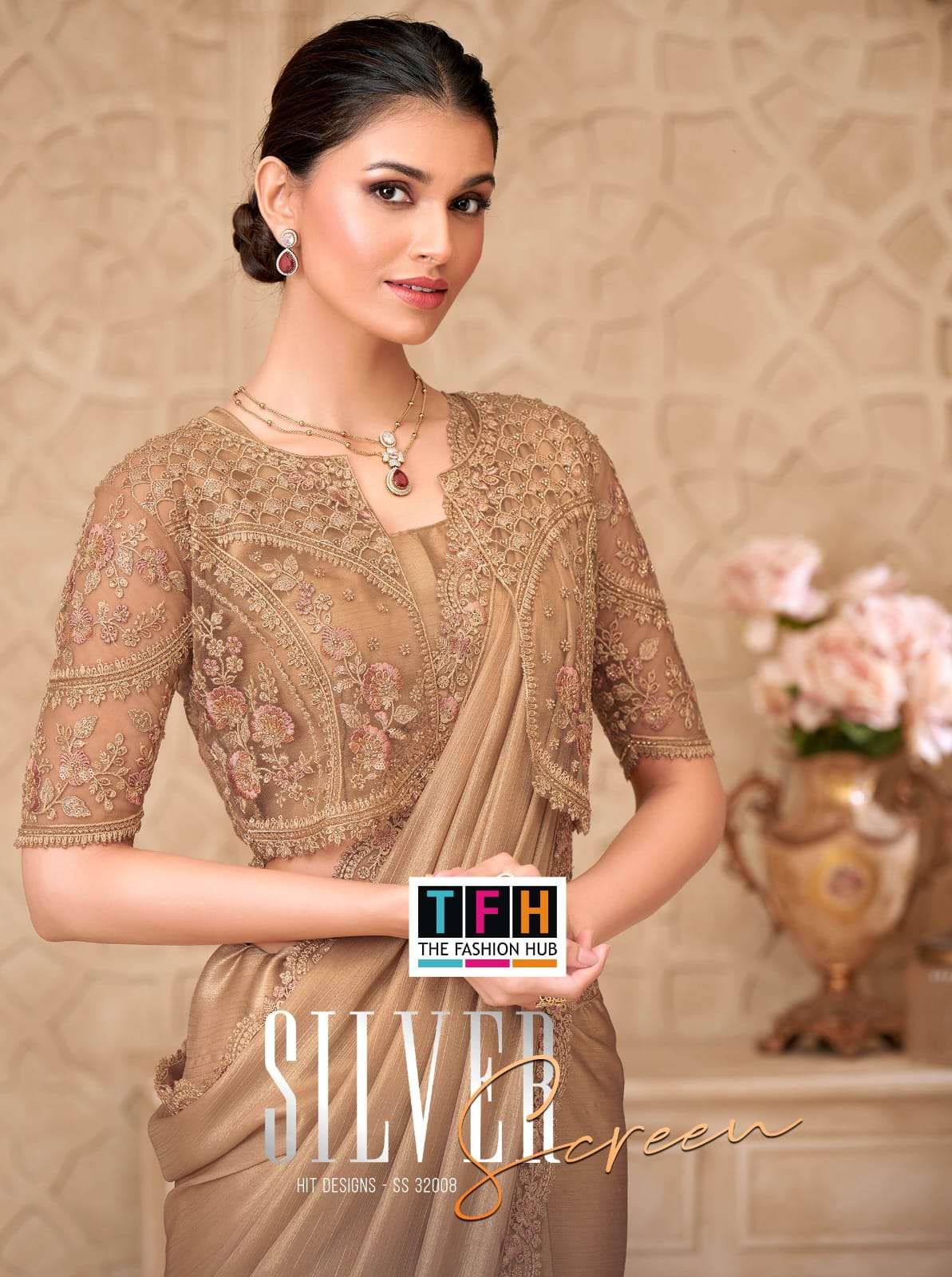  Silver Screen 22 SS 32008 hit design Gold Shimmer Satin Geo...