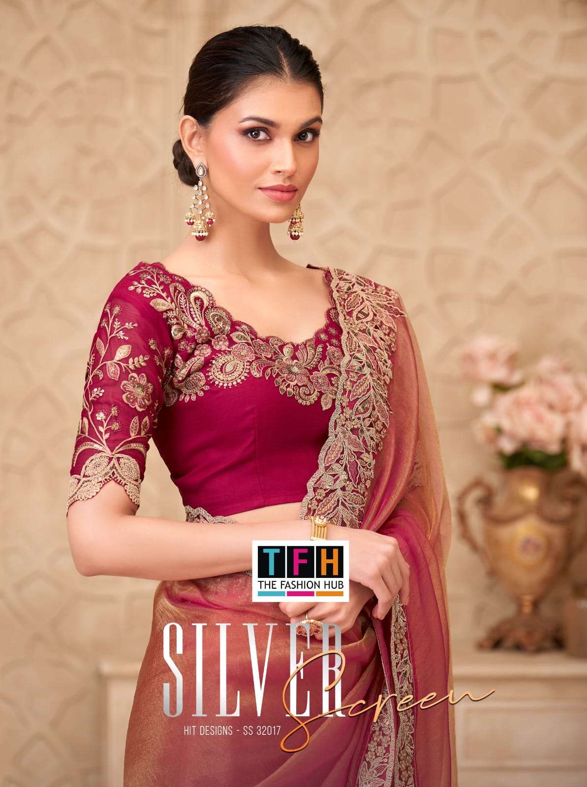 Silver Screen 22 SS 32017 hit design Gold Sparkle Georgette ...