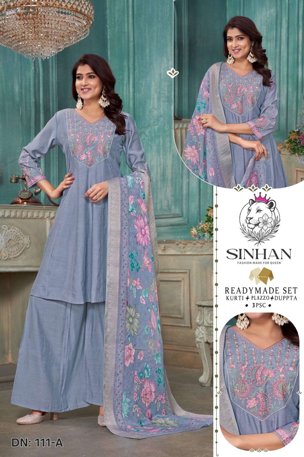SINHAN 111 TRENDING SOFT ROMAN SILK EMBROIDERY SALWAR SUIT A...