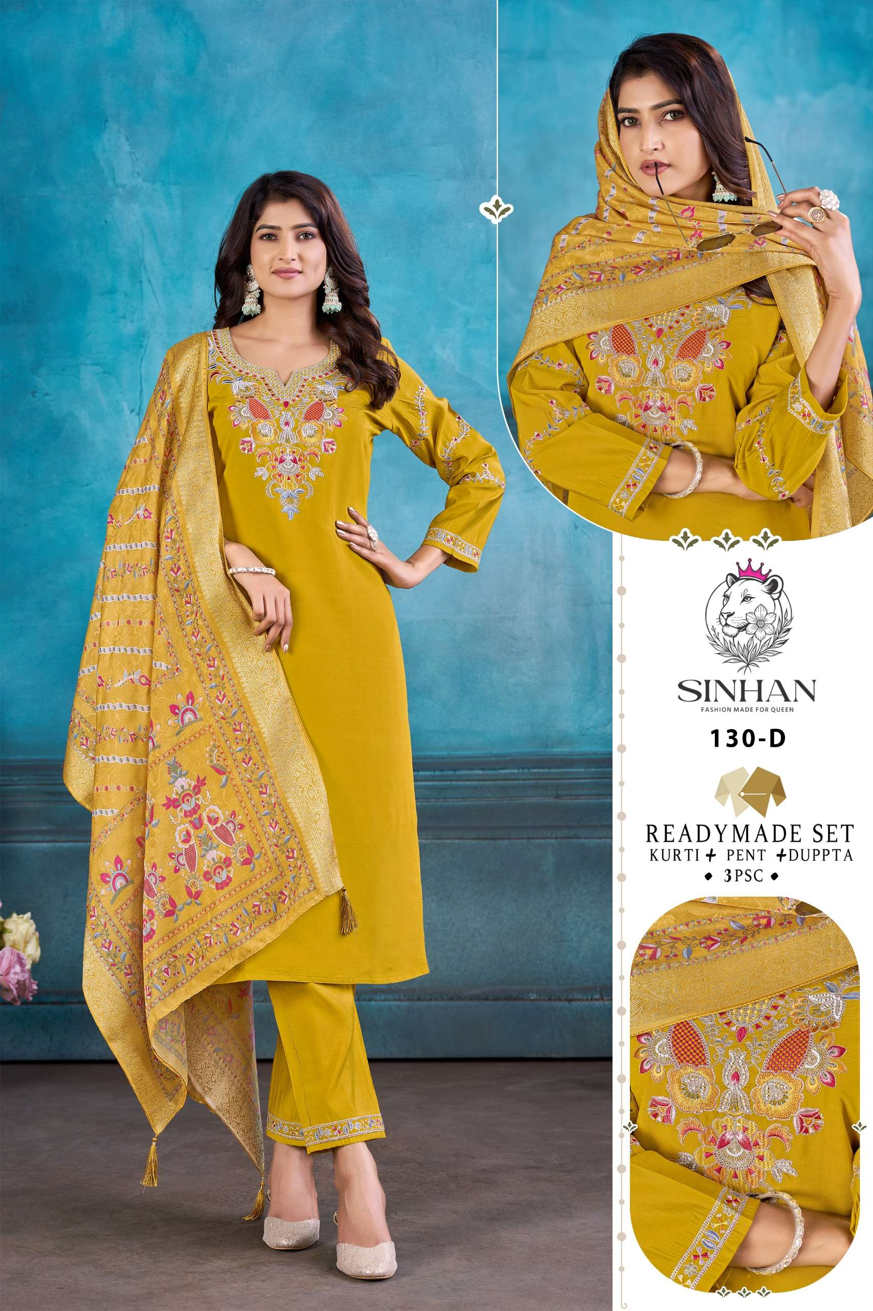 SINHAN 130 TRENDING WORK PERTTEN SILK HEAVY QUALITY SALWAR S...