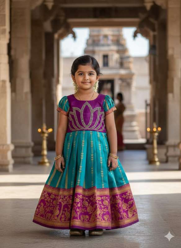 SIX6 LOTUS KIDS TRADITIONAL LONG FROCK GOWN FOR GIRL COLLECT...