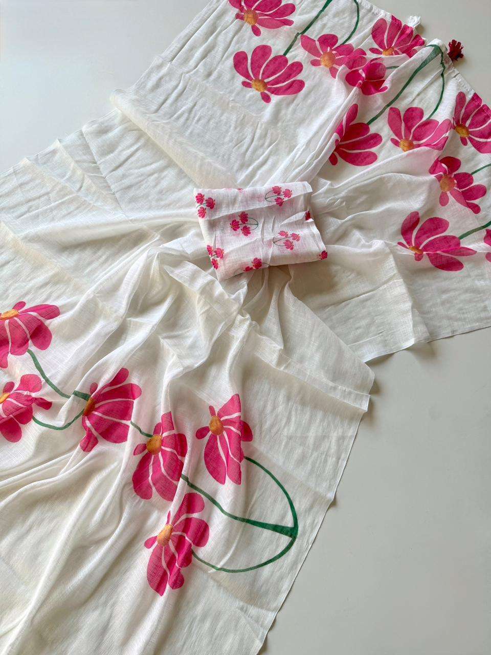  Soft and beautiful Linen Fabric And Beautiful and fancy Flo...