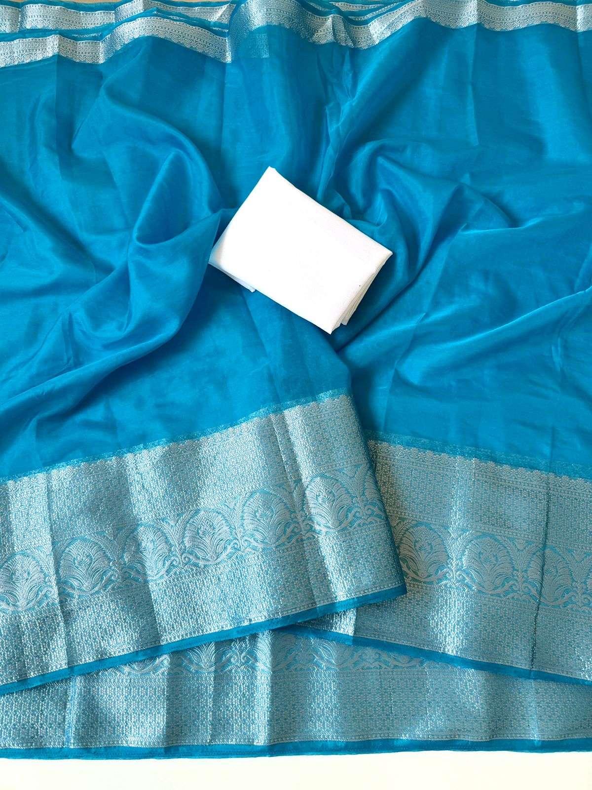 Soft and beautiful Organza Fabric And Silver Jaquard Weaving...
