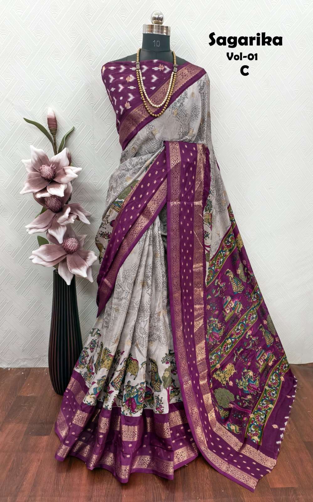 Soft  and dola mashmellow with all over weaving in silk fabr...