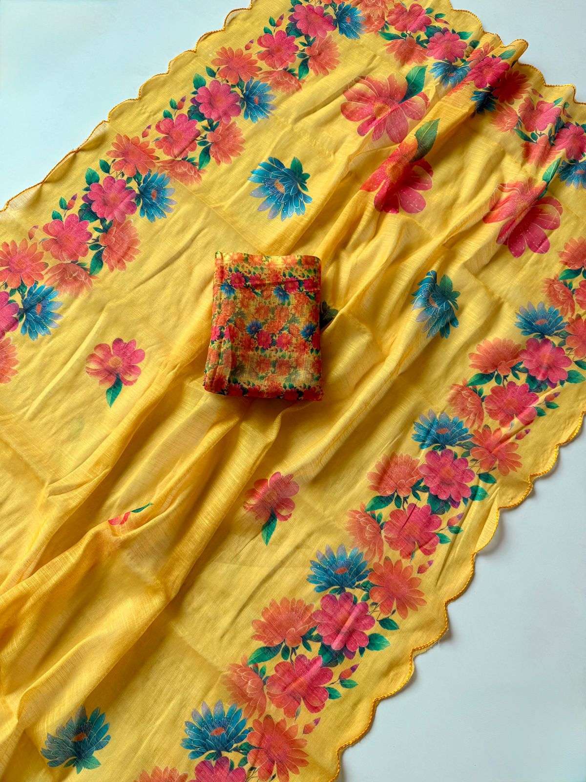 Soft and fancy Linen Fabric And Beautiful Floral Digital Pri...