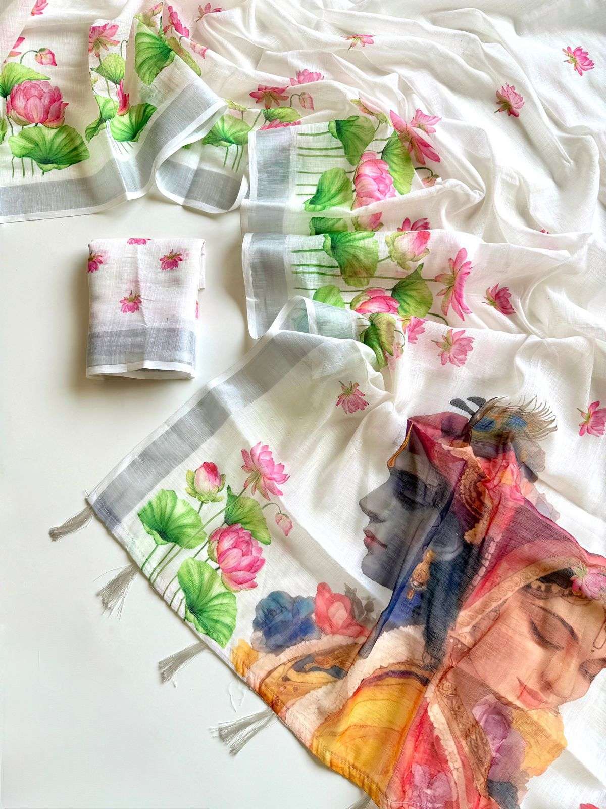Soft and pure beautiful Linen super Fabric regular wear sare...