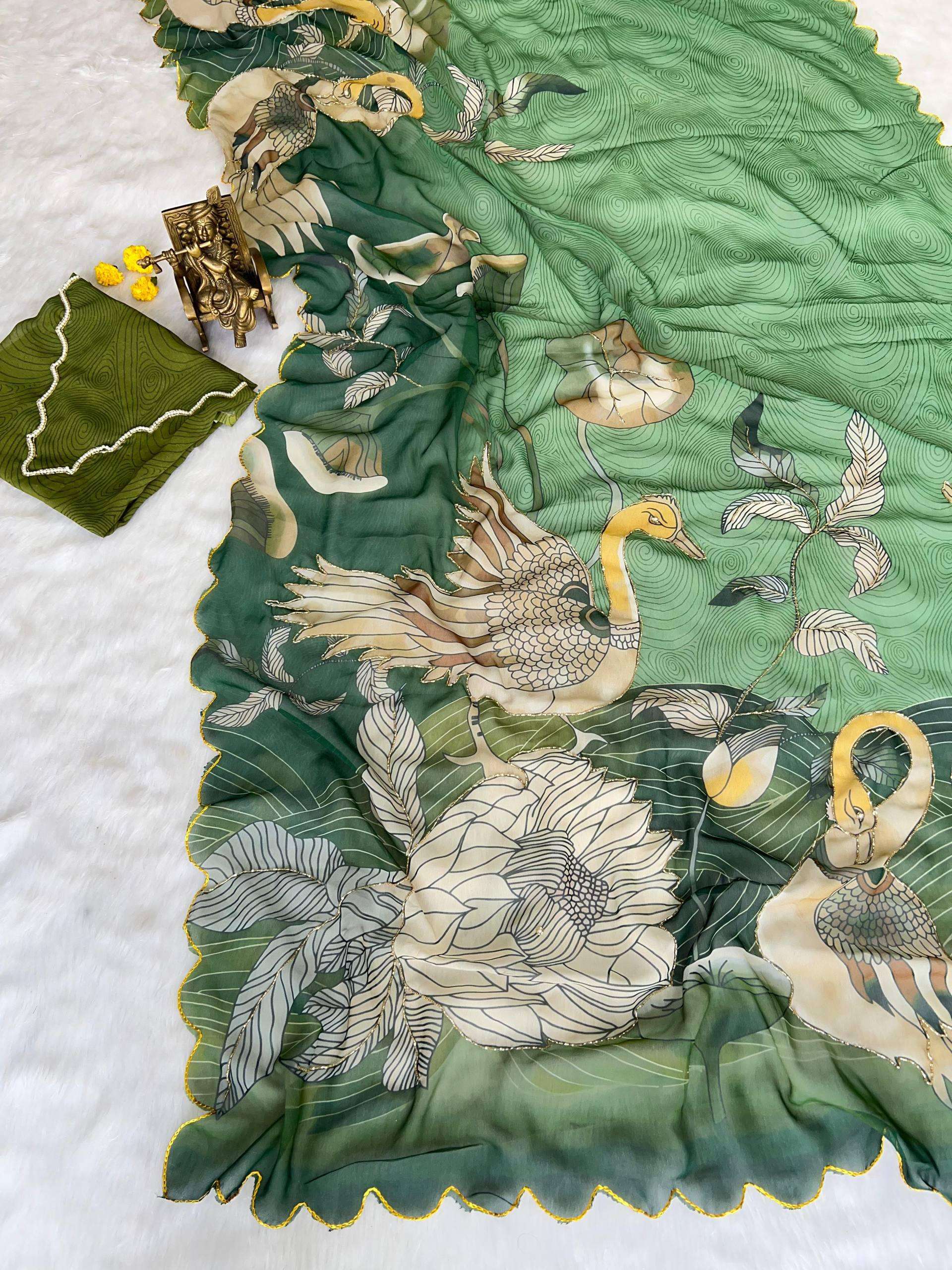 SOFT AND PURE GEORGETTE FABRIC WITH MULTI COLOR FLORAL DIGIT...