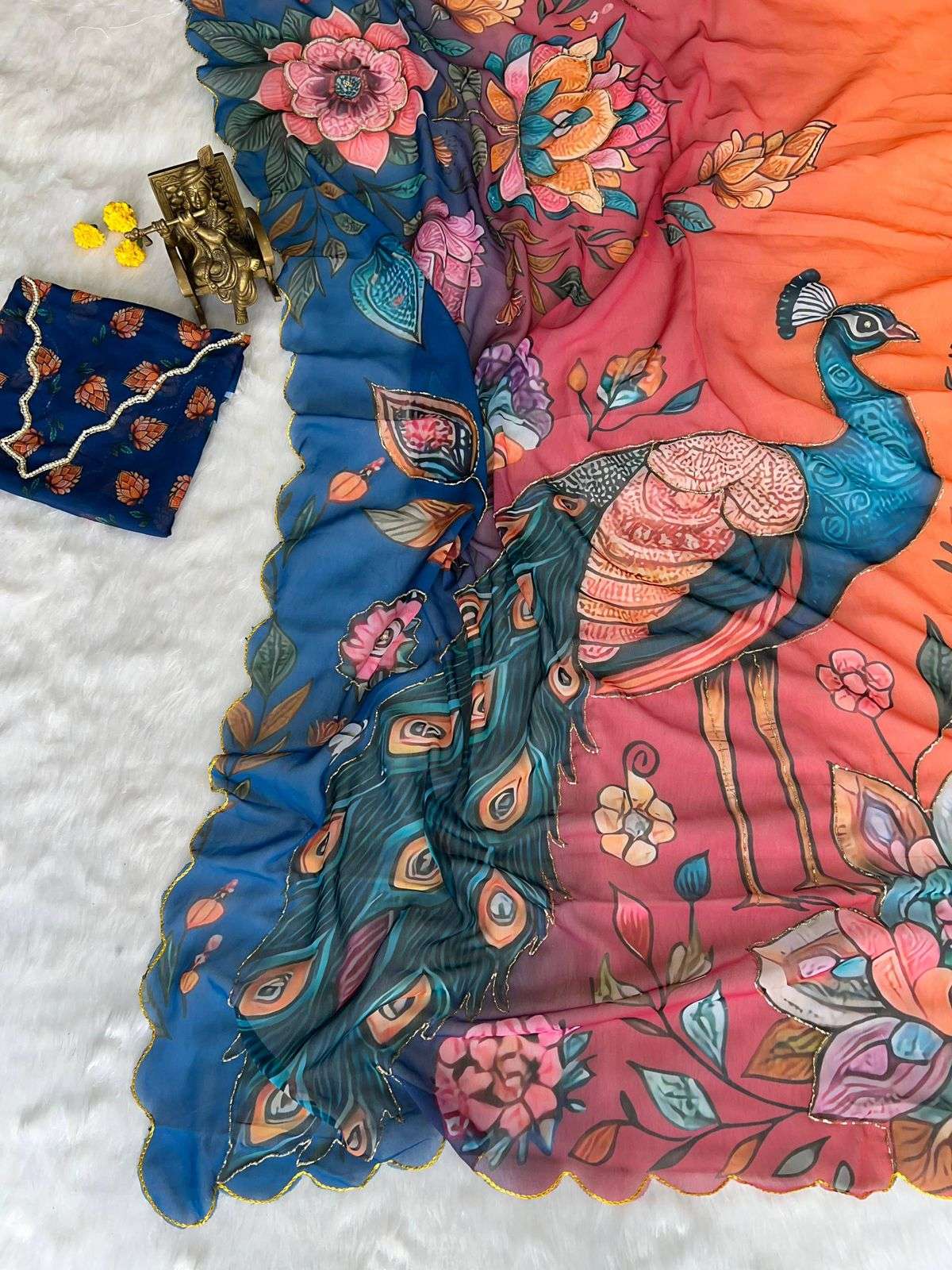 Soft and pure Georgette fancy fabric handcrafted  beautiful ...