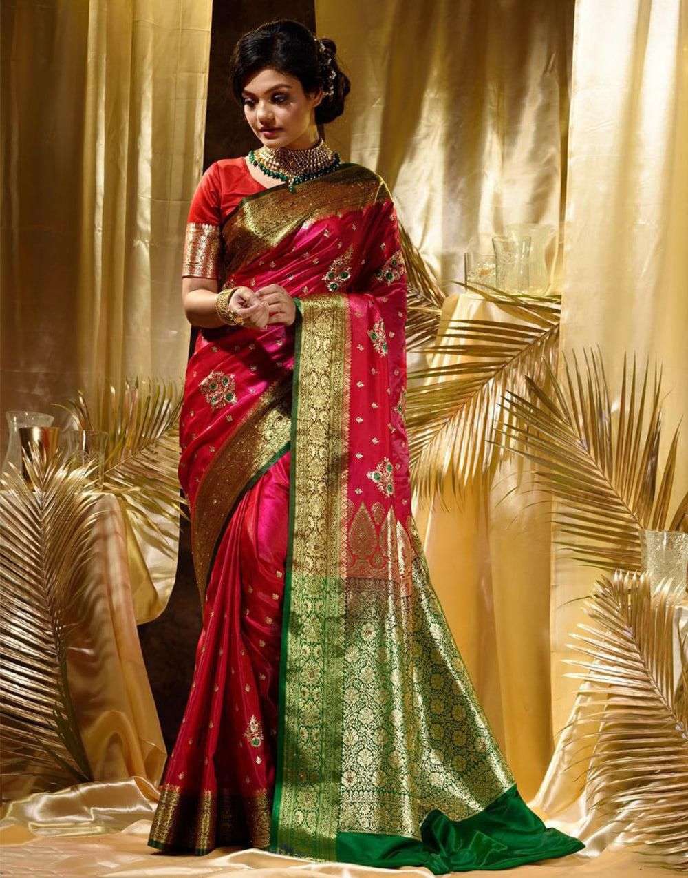SOFT AND PURE LICHI FABRIC WITH UNVEIL AND ADORN ICONIC SARE...