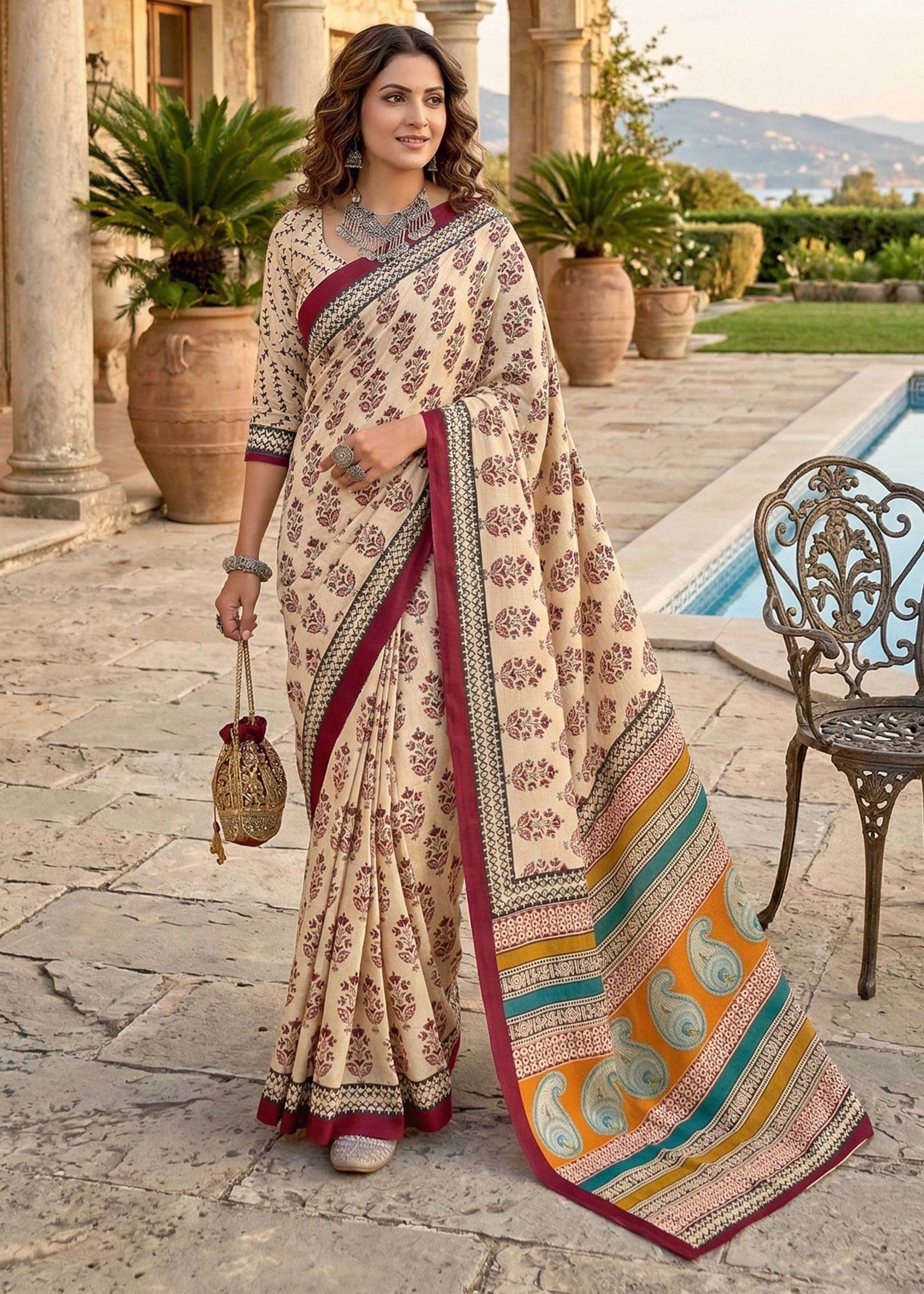  SOFT AND PURE MULMUL COTTON FABRIC WITH AJRAKH DESIGN PRINT...